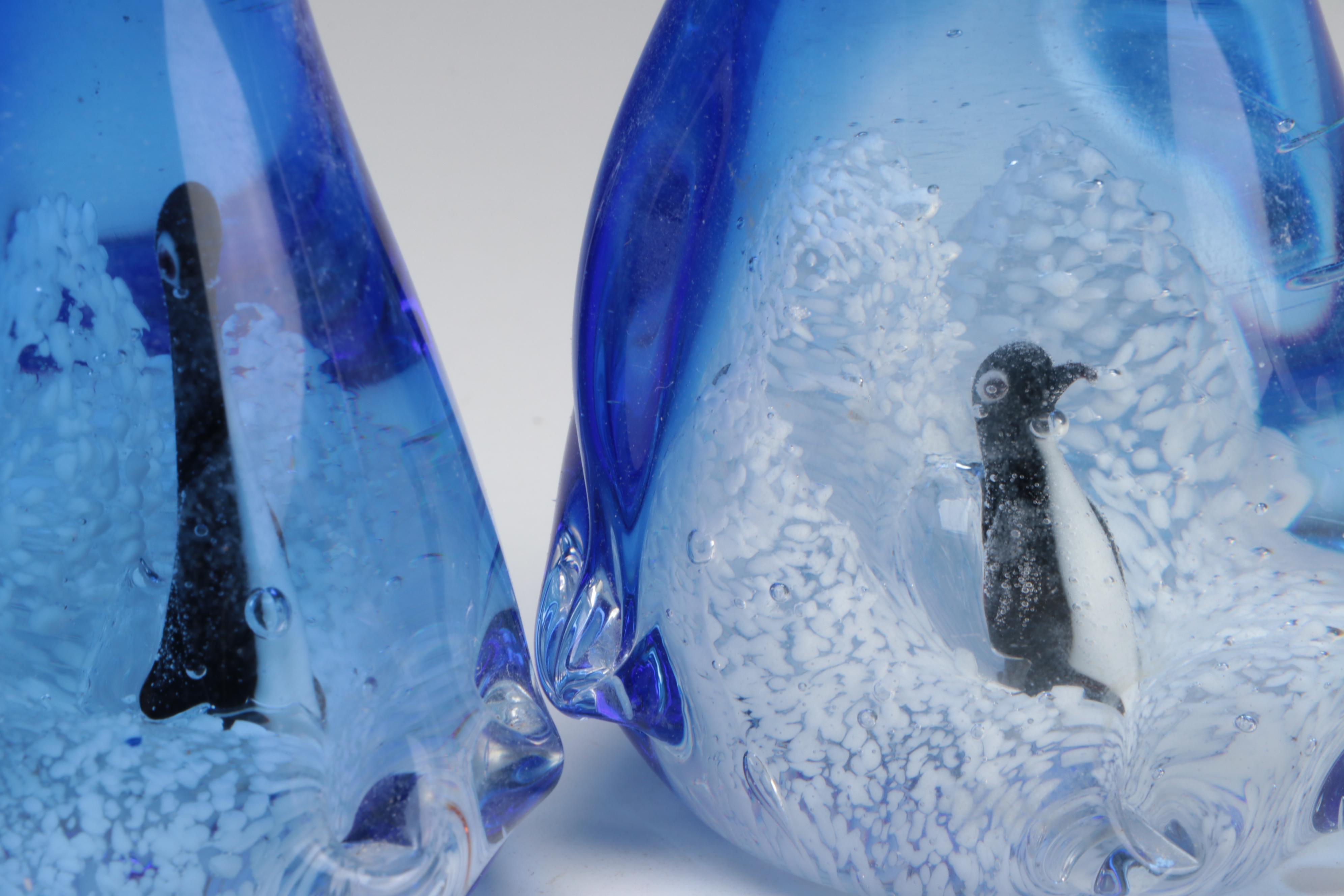 Nybro Frosted Glass Seal with Fenton Bird and Other Glass Animals