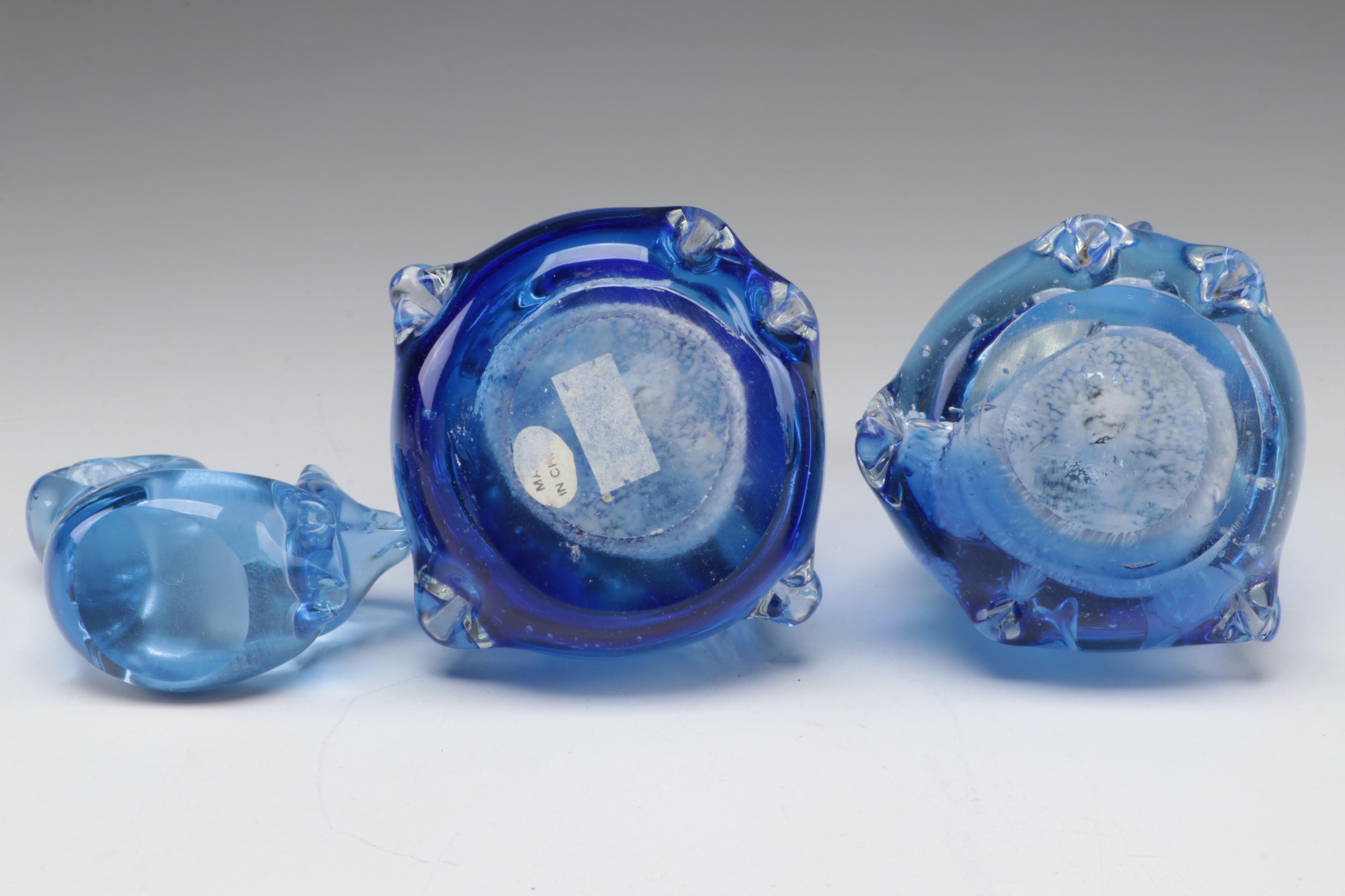 Nybro Frosted Glass Seal with Fenton Bird and Other Glass Animals