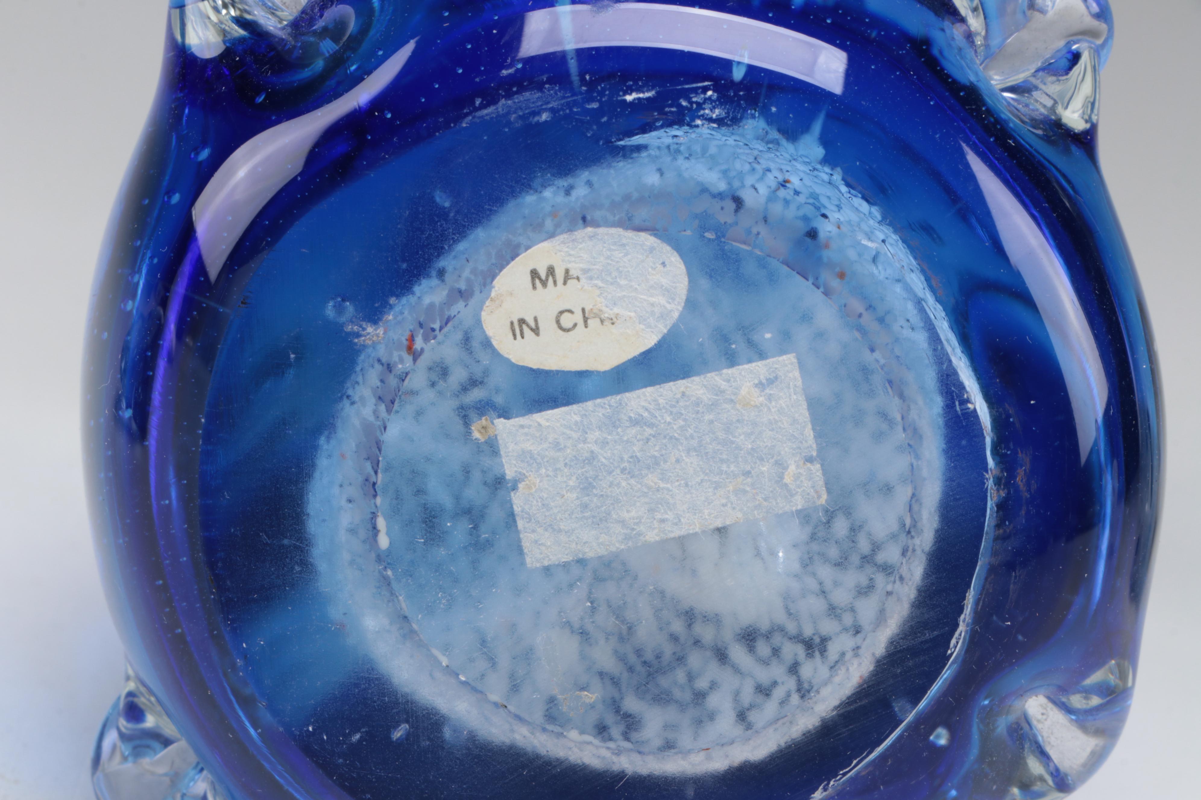 Nybro Frosted Glass Seal with Fenton Bird and Other Glass Animals