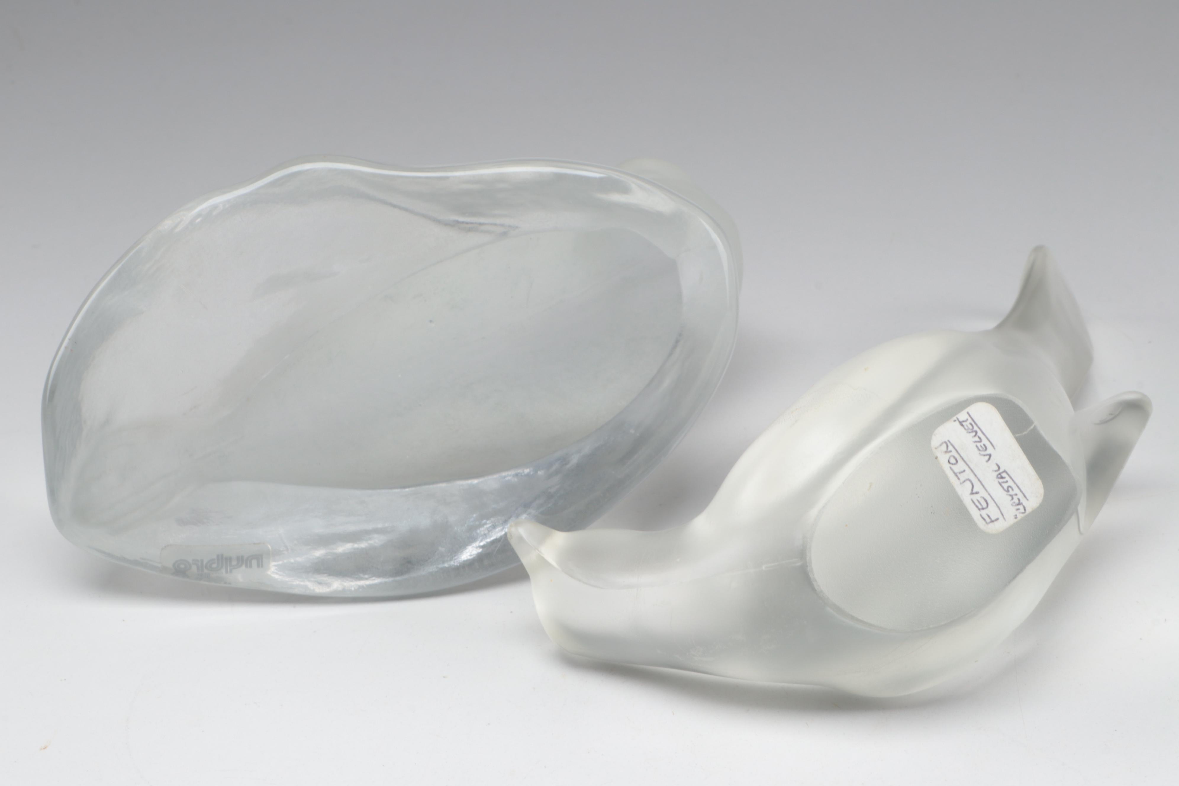 Nybro Frosted Glass Seal with Fenton Bird and Other Glass Animals