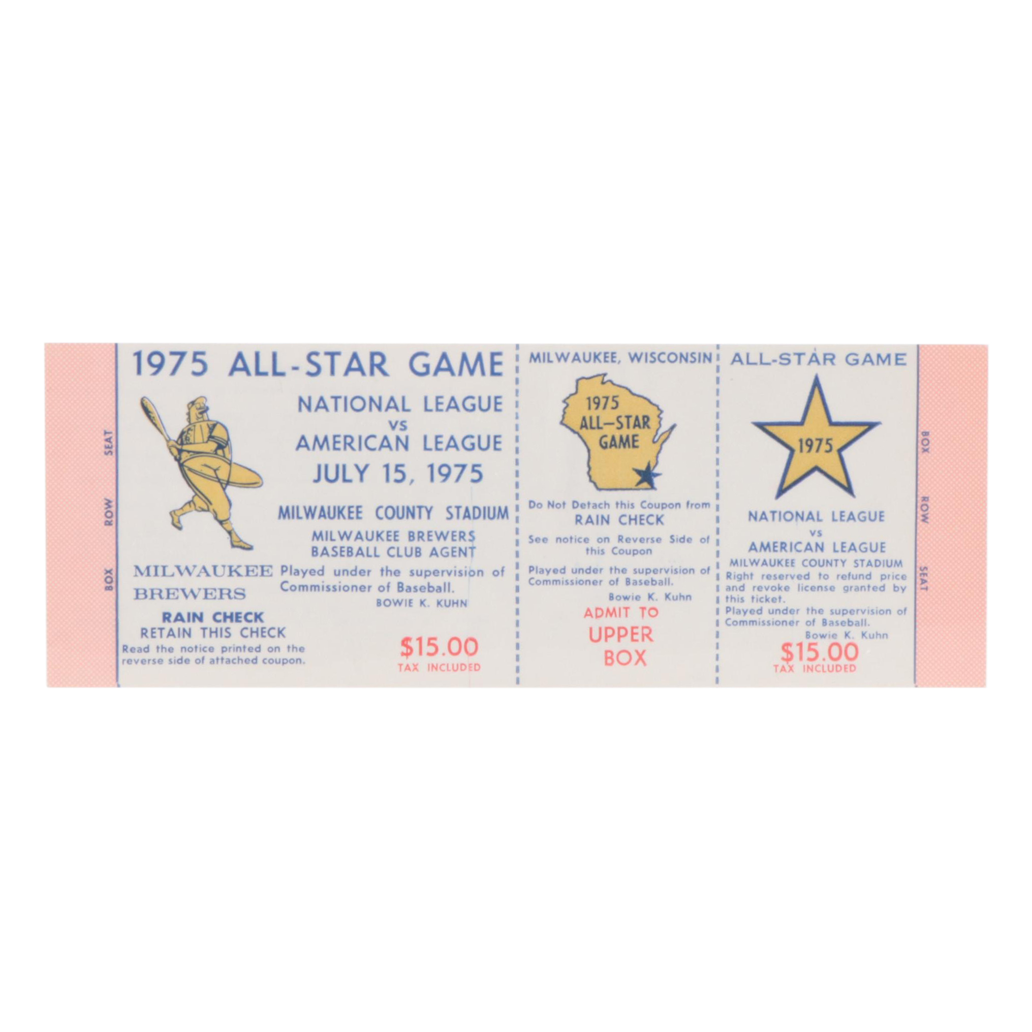 1975 MLB Hank Aaron's Last All-Star Game Ticket