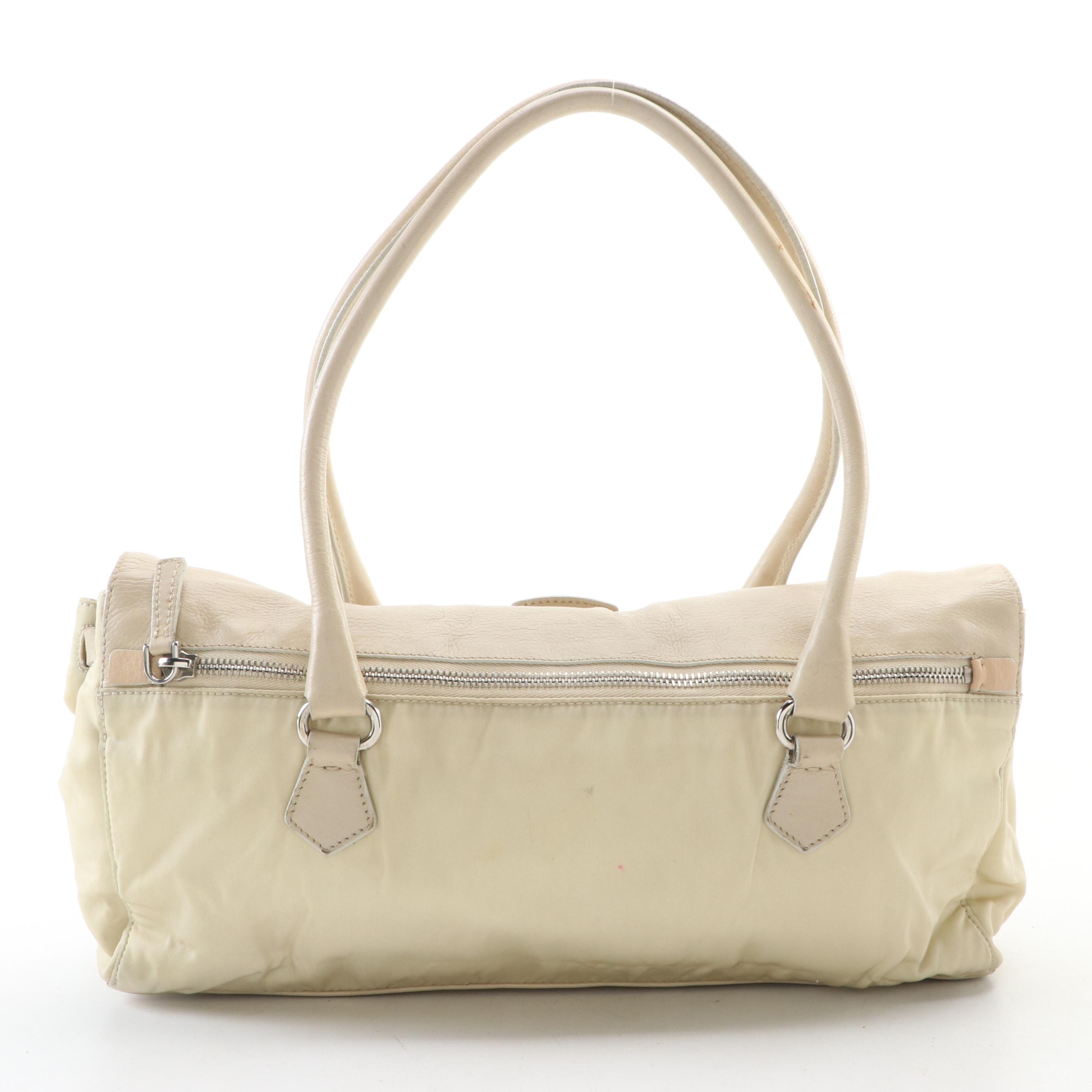 Prada Flap Front Shoulder Bag in Nylon and Leather