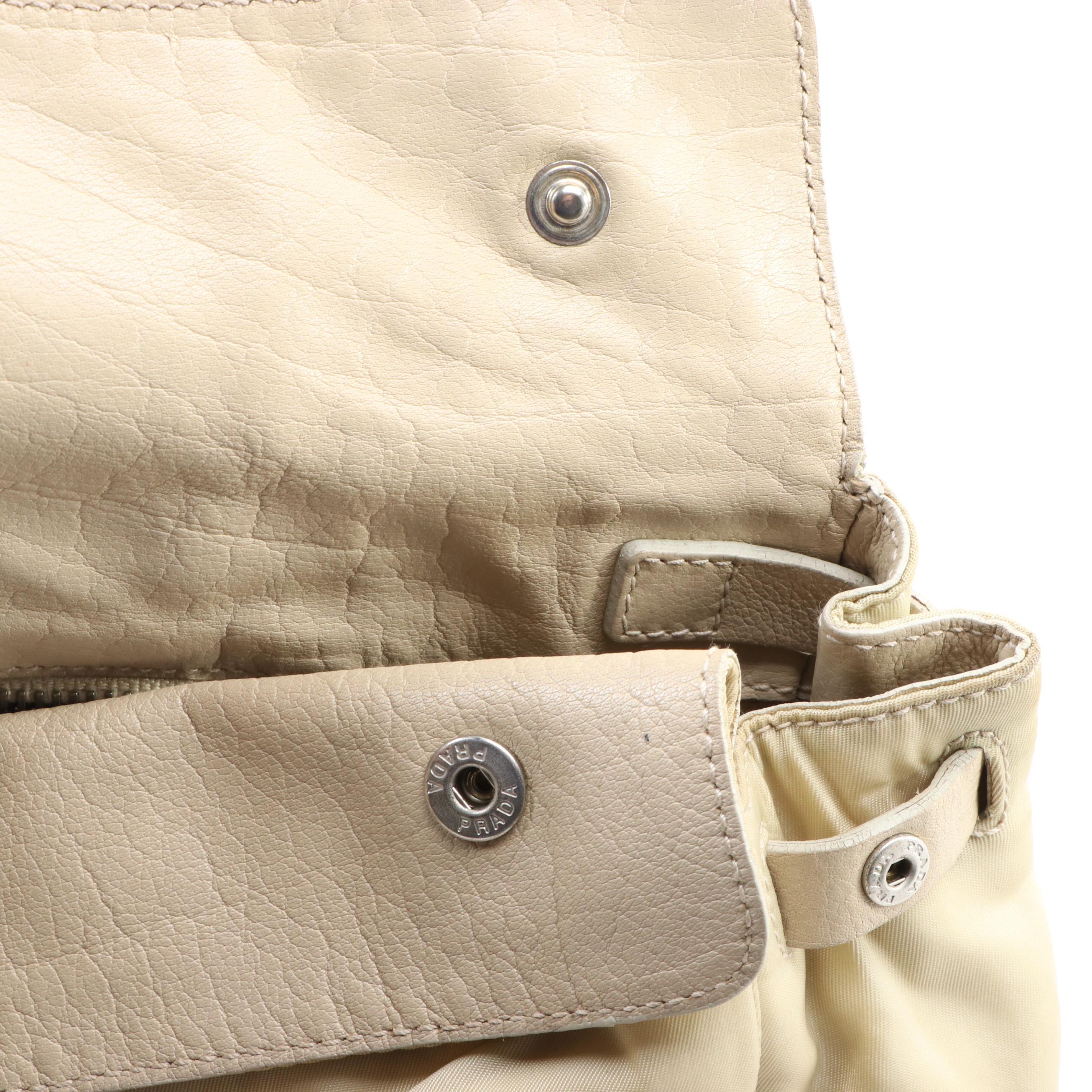 Prada Flap Front Shoulder Bag in Nylon and Leather