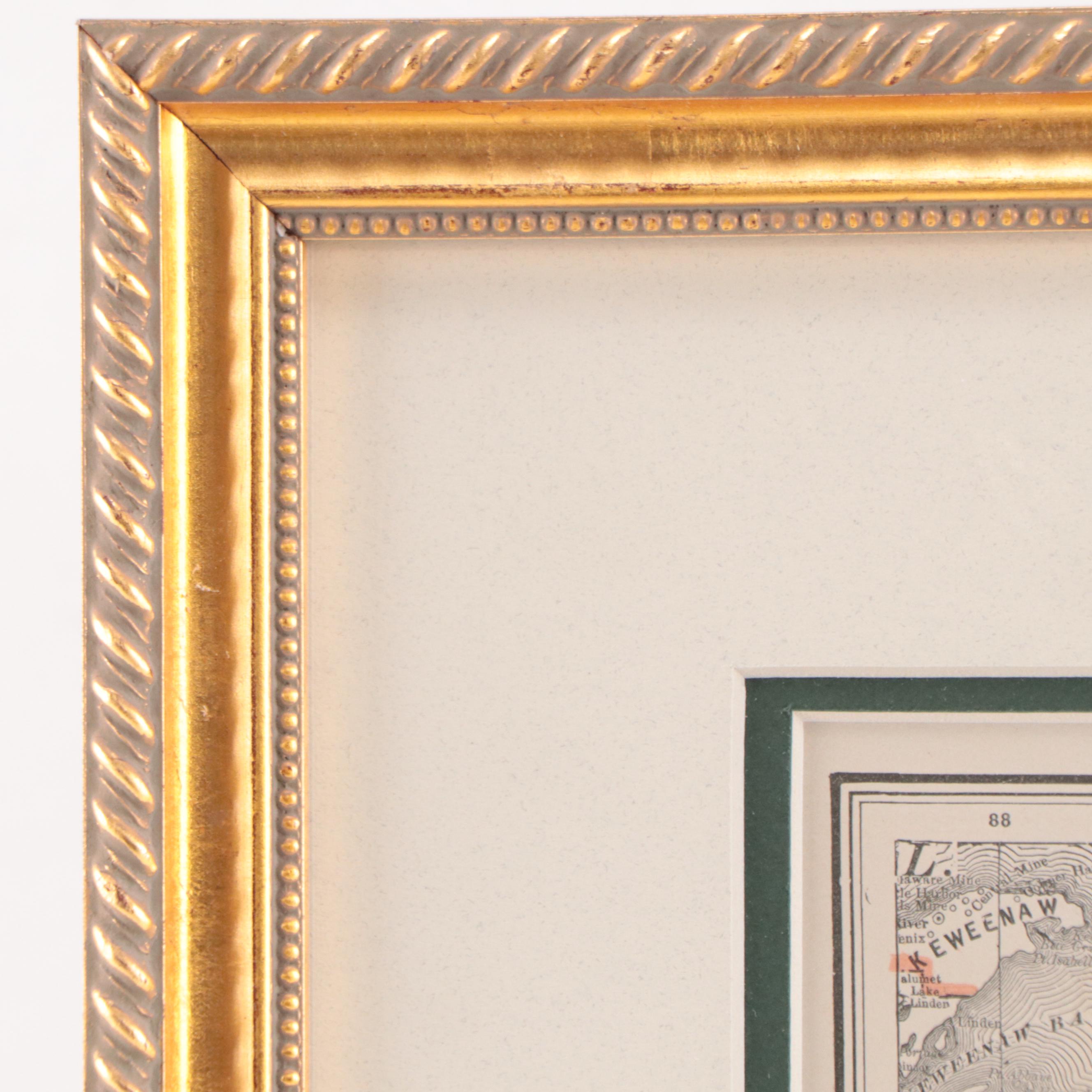 Wax Engraving Map of Michigan, Circa 1890