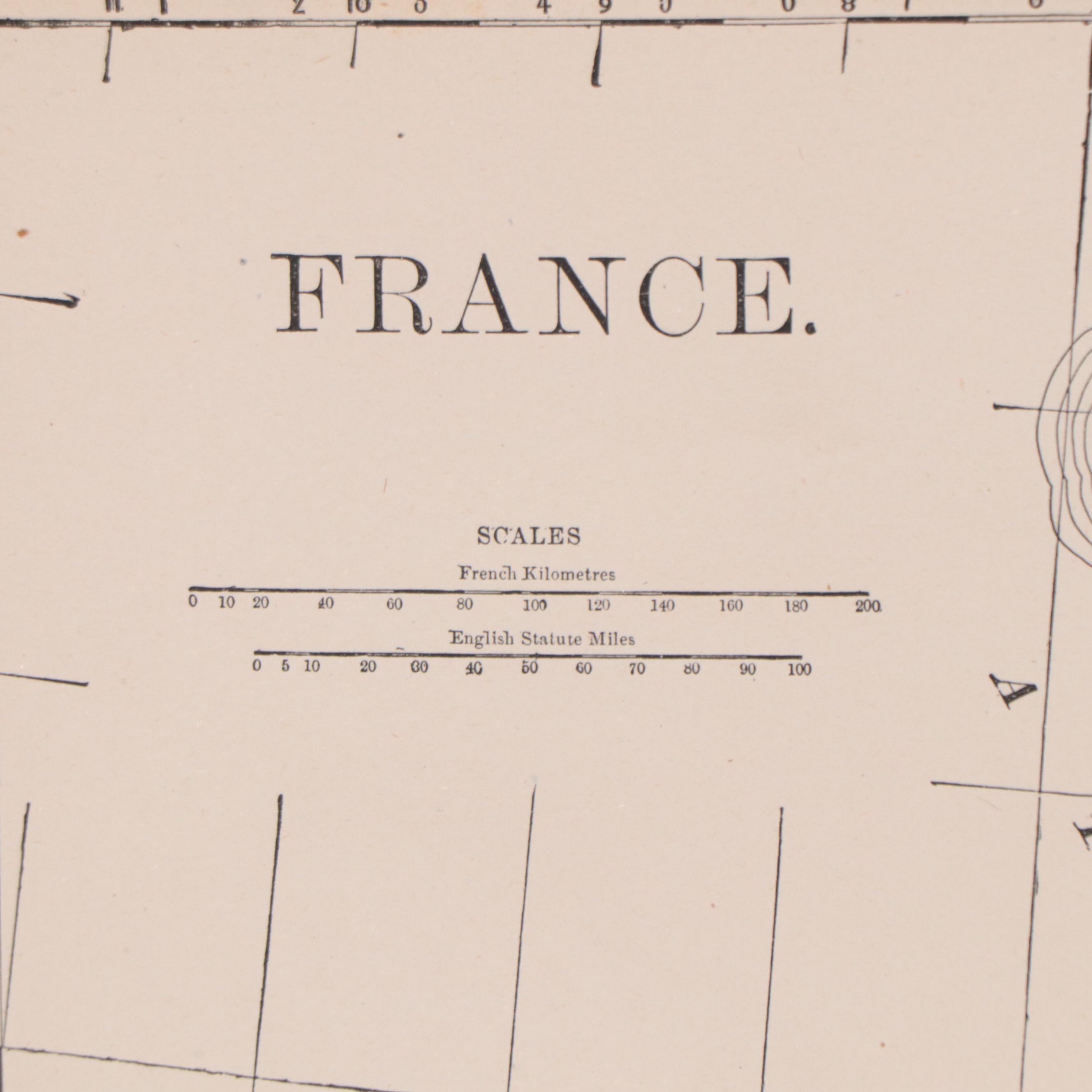 Rand, McNally & Company Wax Engraving Map of France, Circa 1888