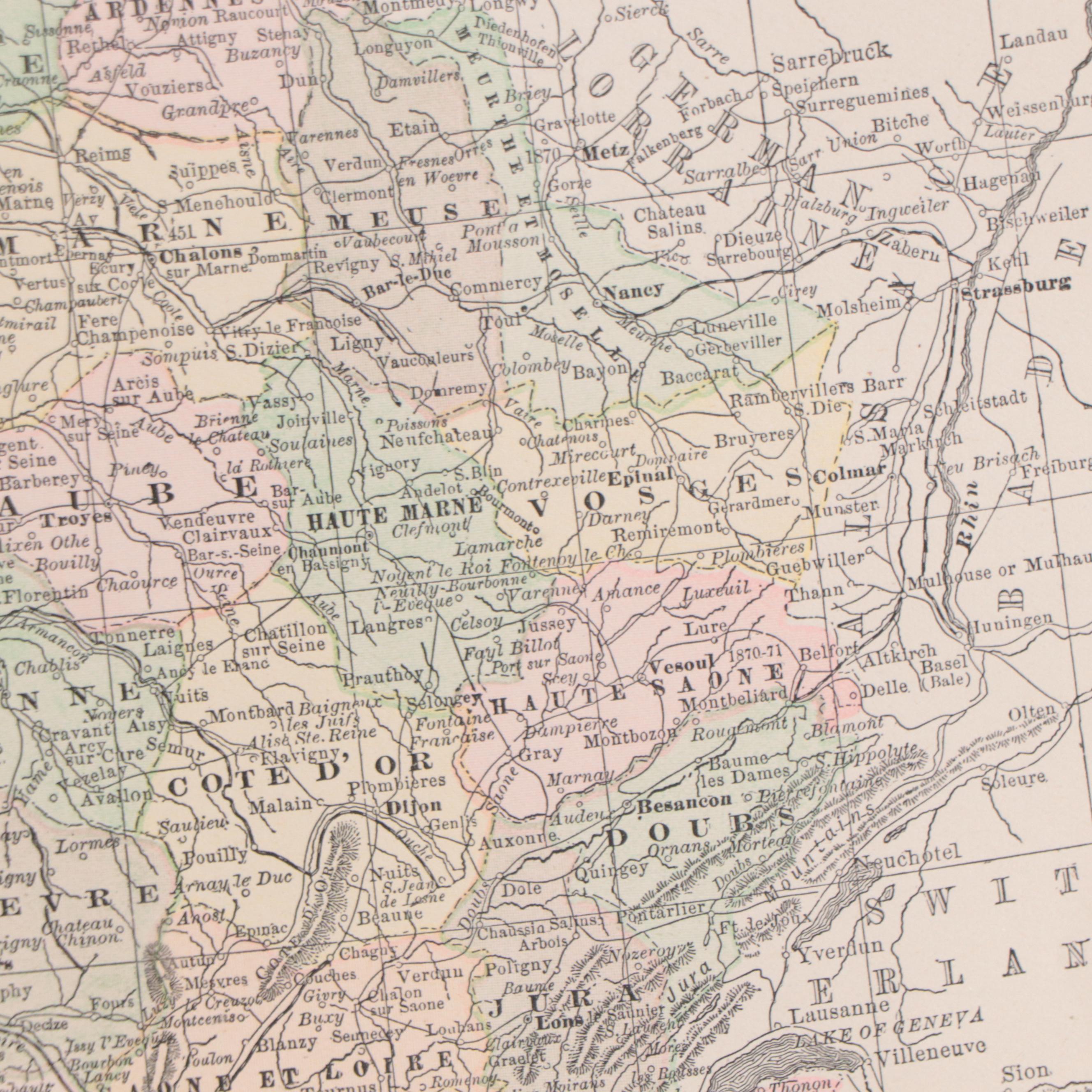 Rand, McNally & Company Wax Engraving Map of France, Circa 1888