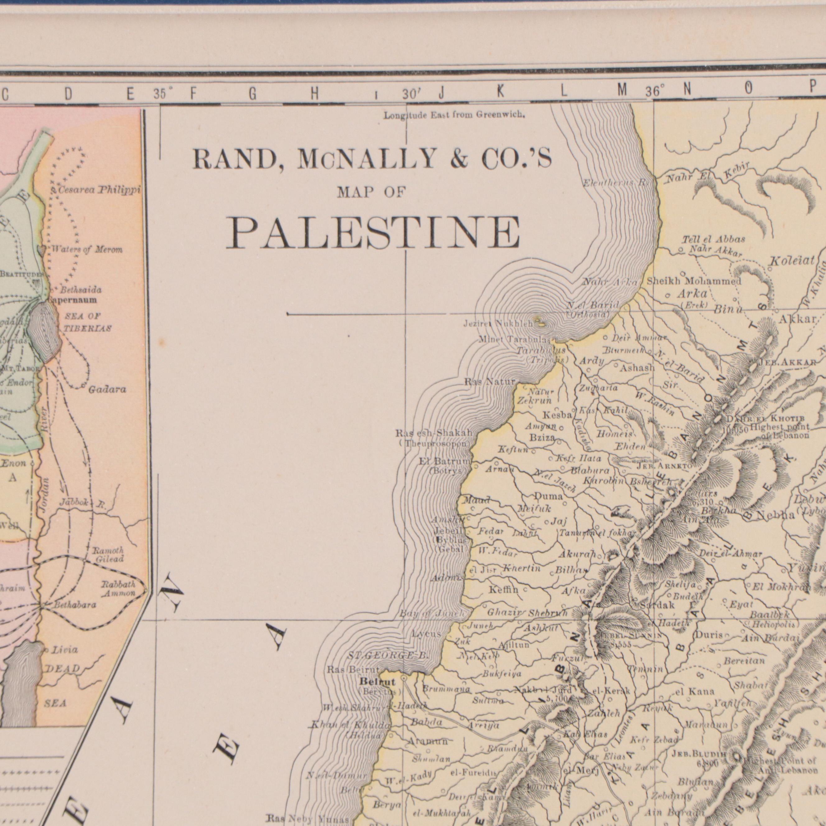 Rand, McNally & Co. Wax Engraving Map of Palestine, Circa 1888