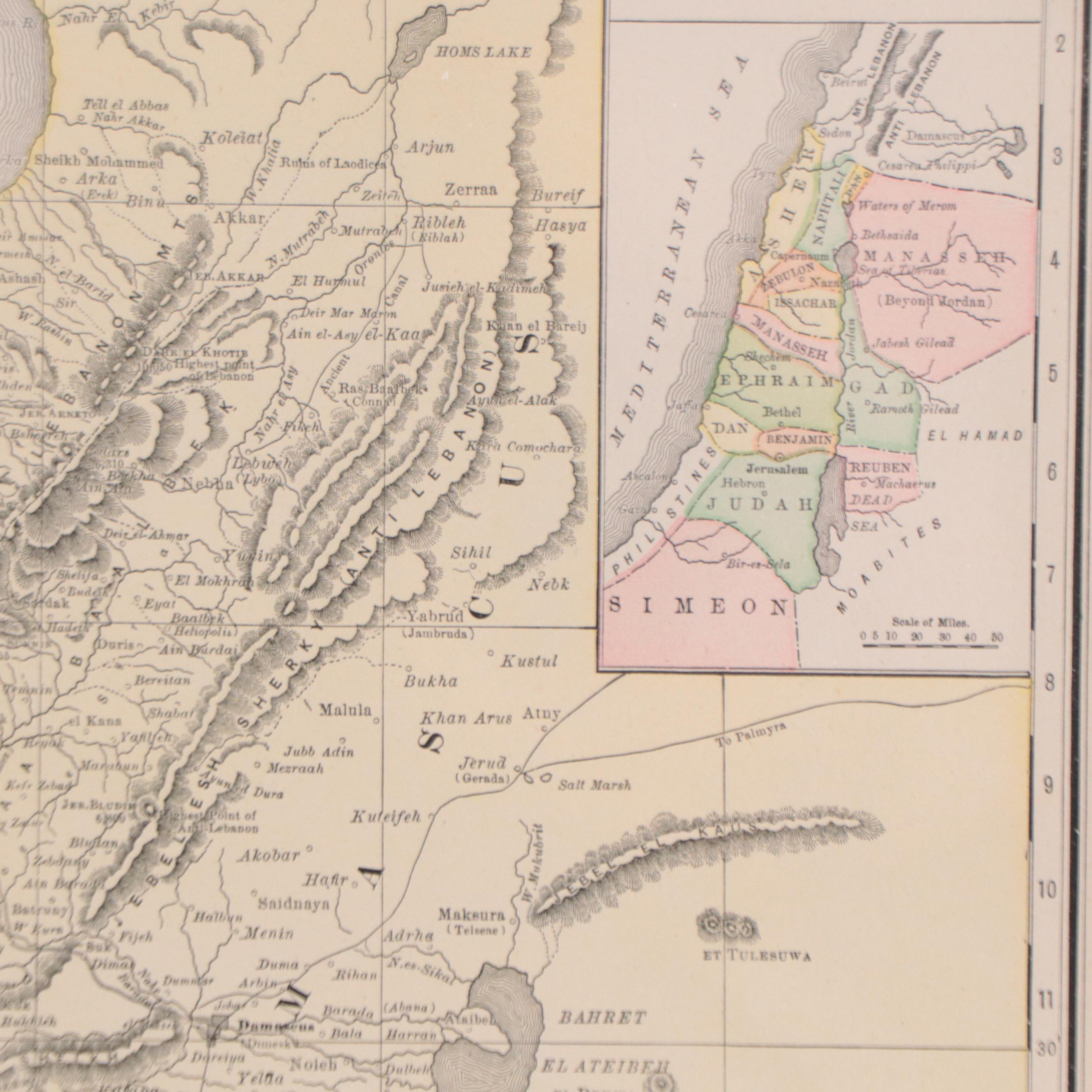 Rand, McNally & Co. Wax Engraving Map of Palestine, Circa 1888