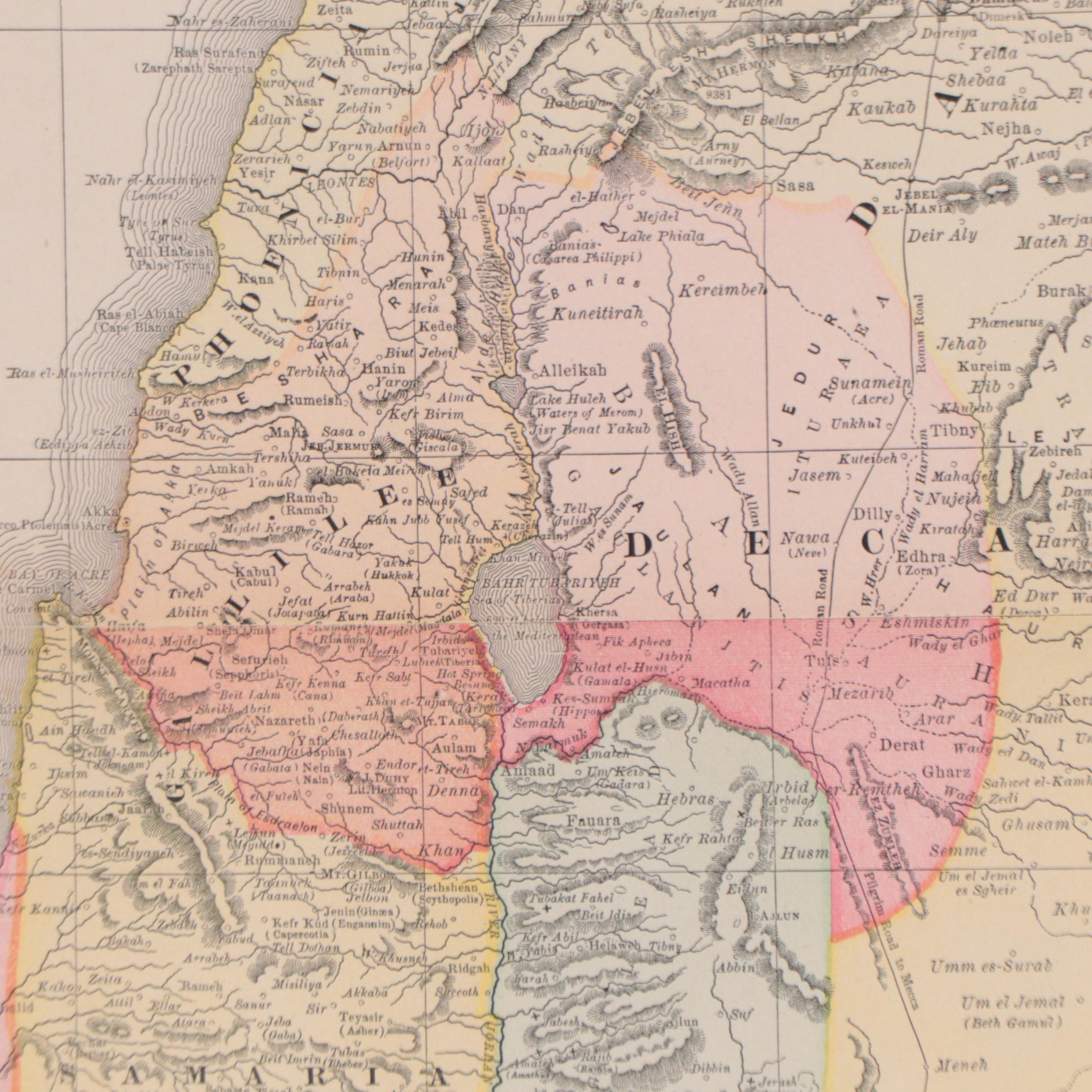 Rand, McNally & Co. Wax Engraving Map of Palestine, Circa 1888