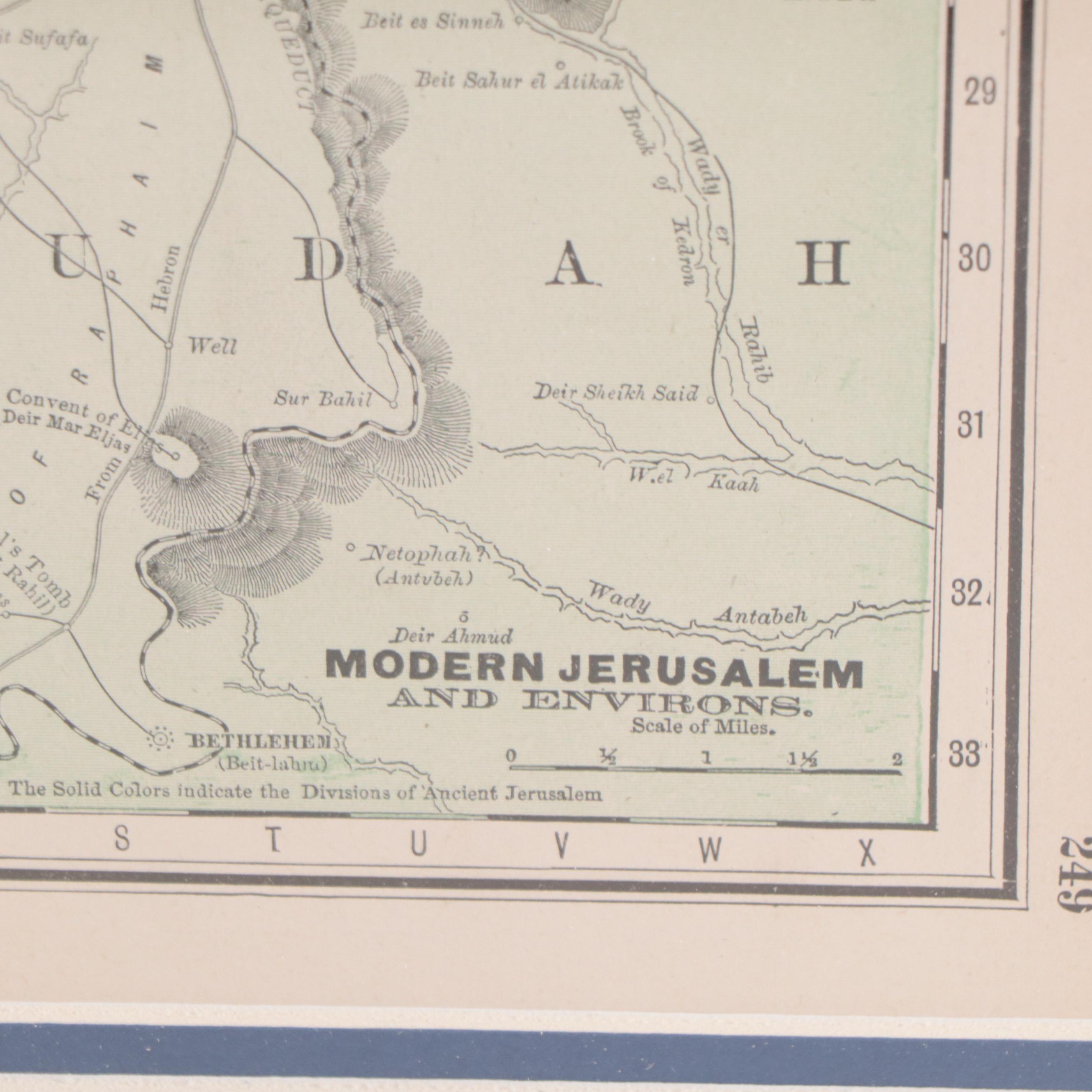 Rand, McNally & Co. Wax Engraving Map of Palestine, Circa 1888