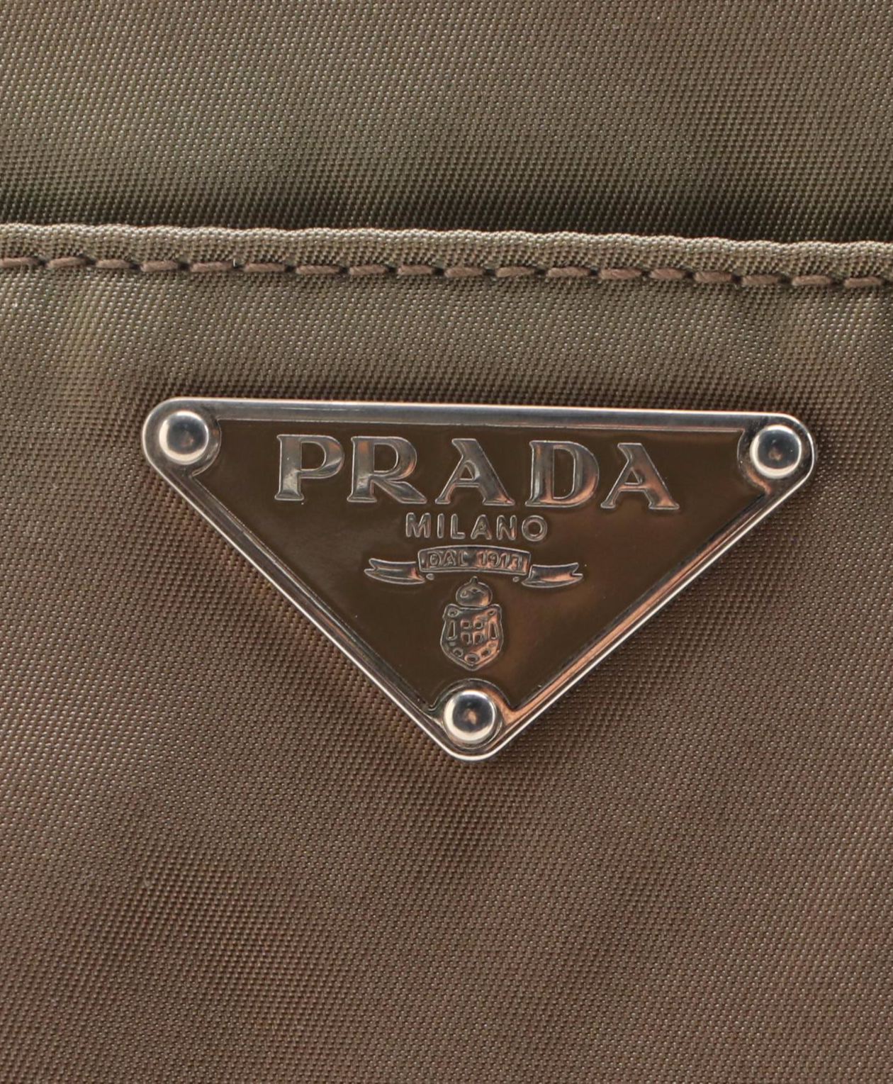 Prada Small Tote in Nylon and Embossed Leather
