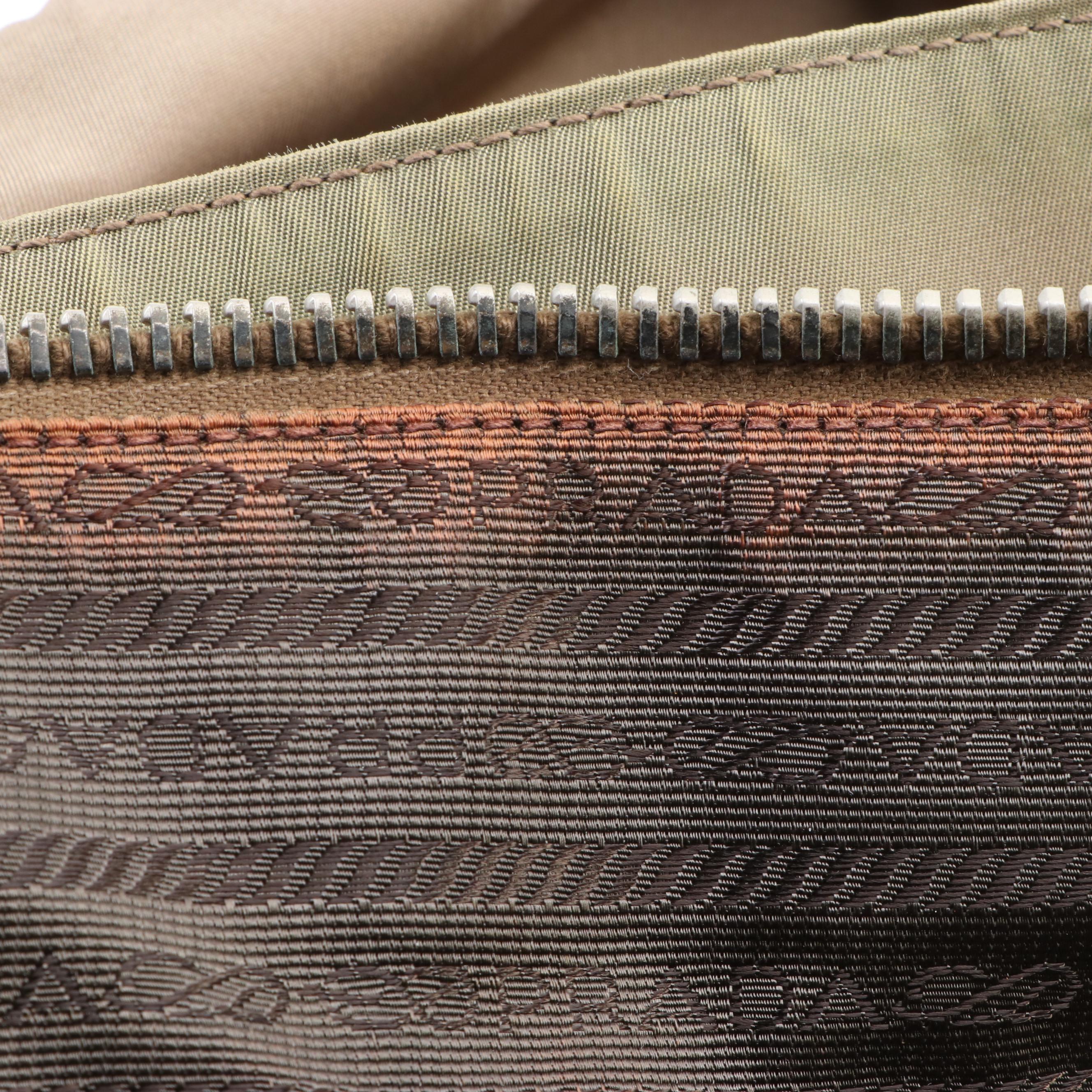 Prada Small Tote in Nylon and Embossed Leather