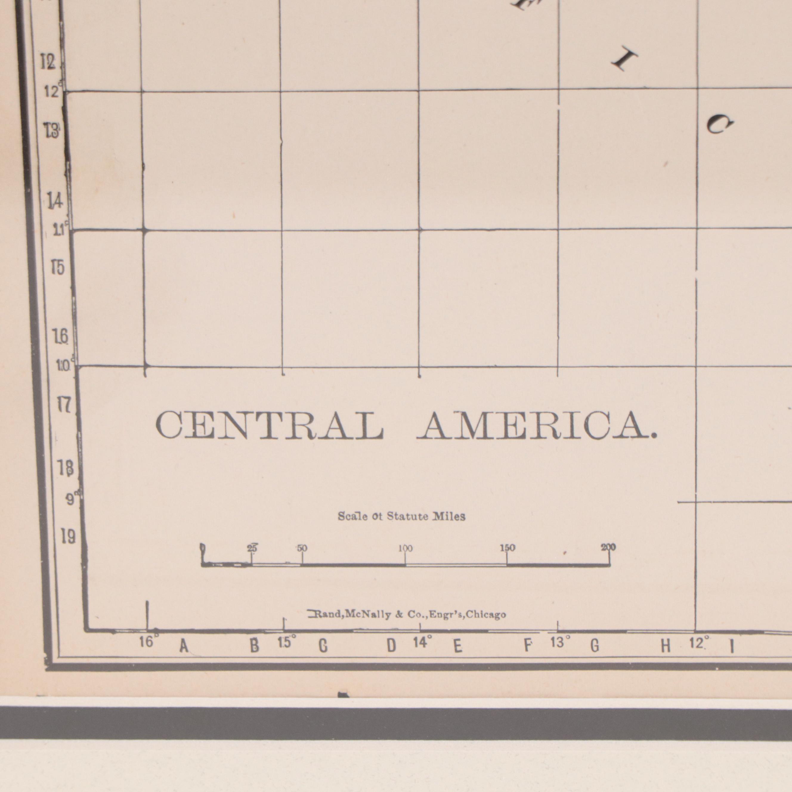 Rand, McNally & Company Wax Engraving Map of Central America, Circa 1889