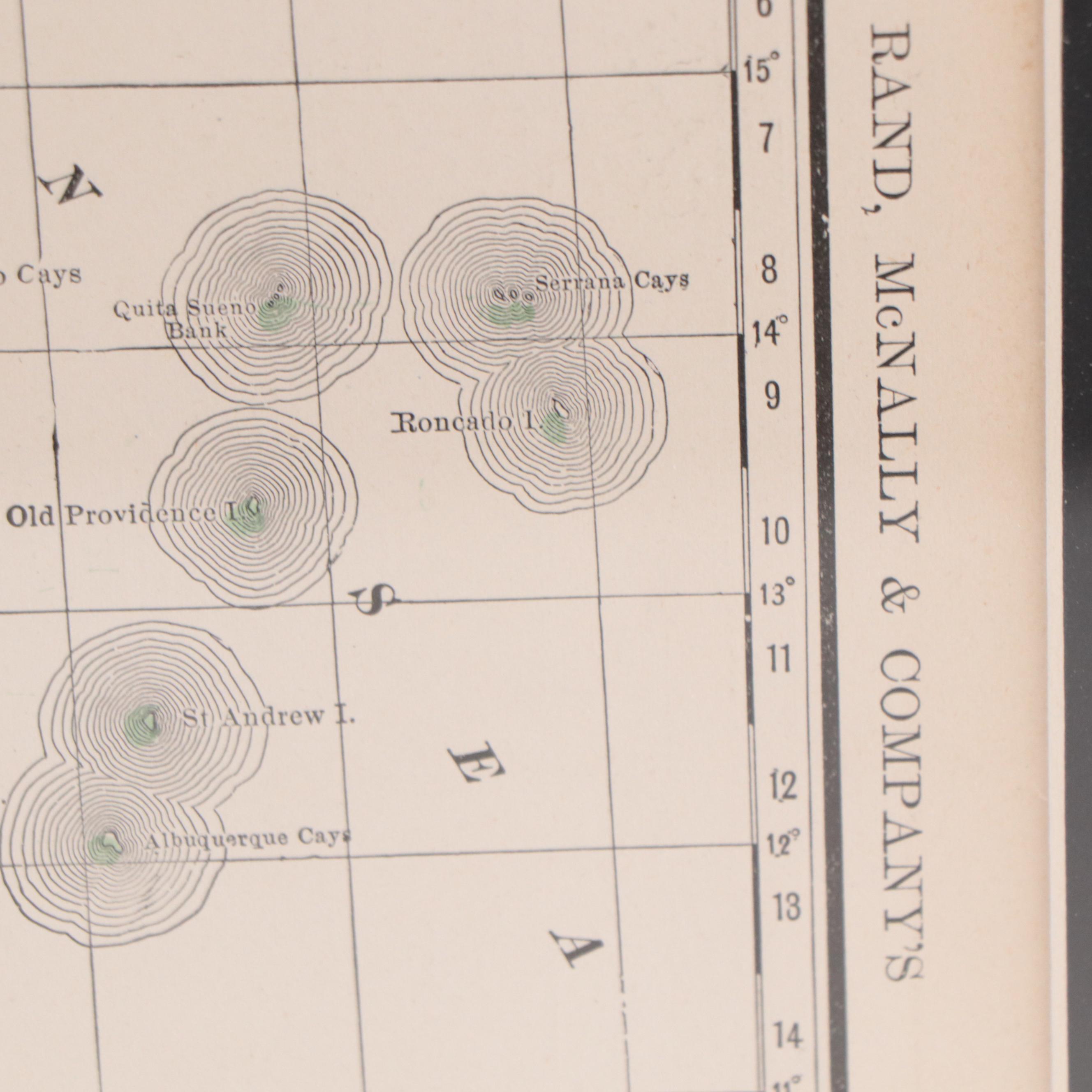 Rand, McNally & Company Wax Engraving Map of Central America, Circa 1889