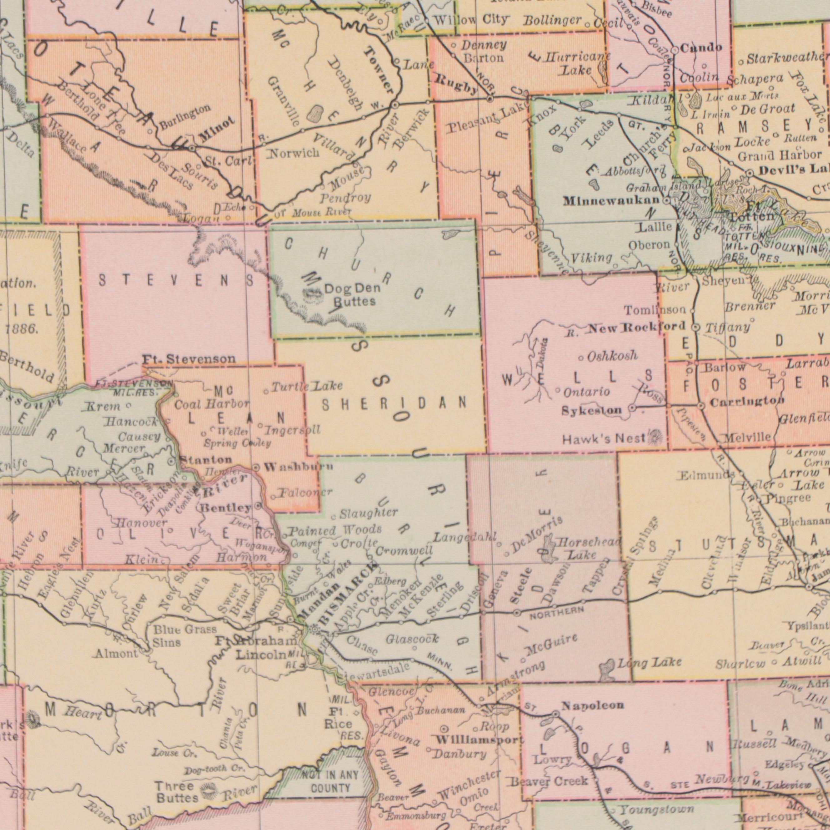 Rand, McNally & Company Wax Engraving Map of North Dakota, Circa 1889