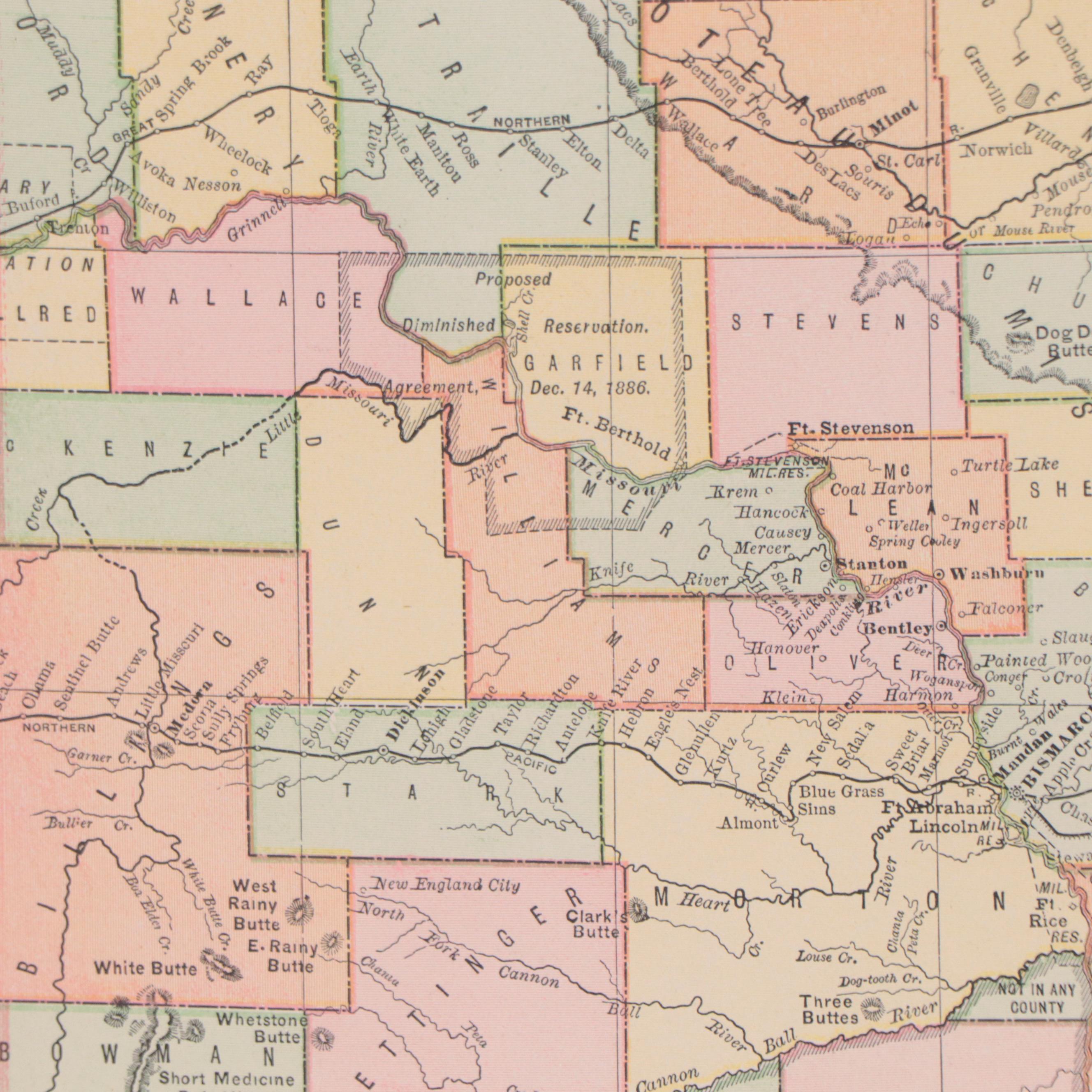 Rand, McNally & Company Wax Engraving Map of North Dakota, Circa 1889