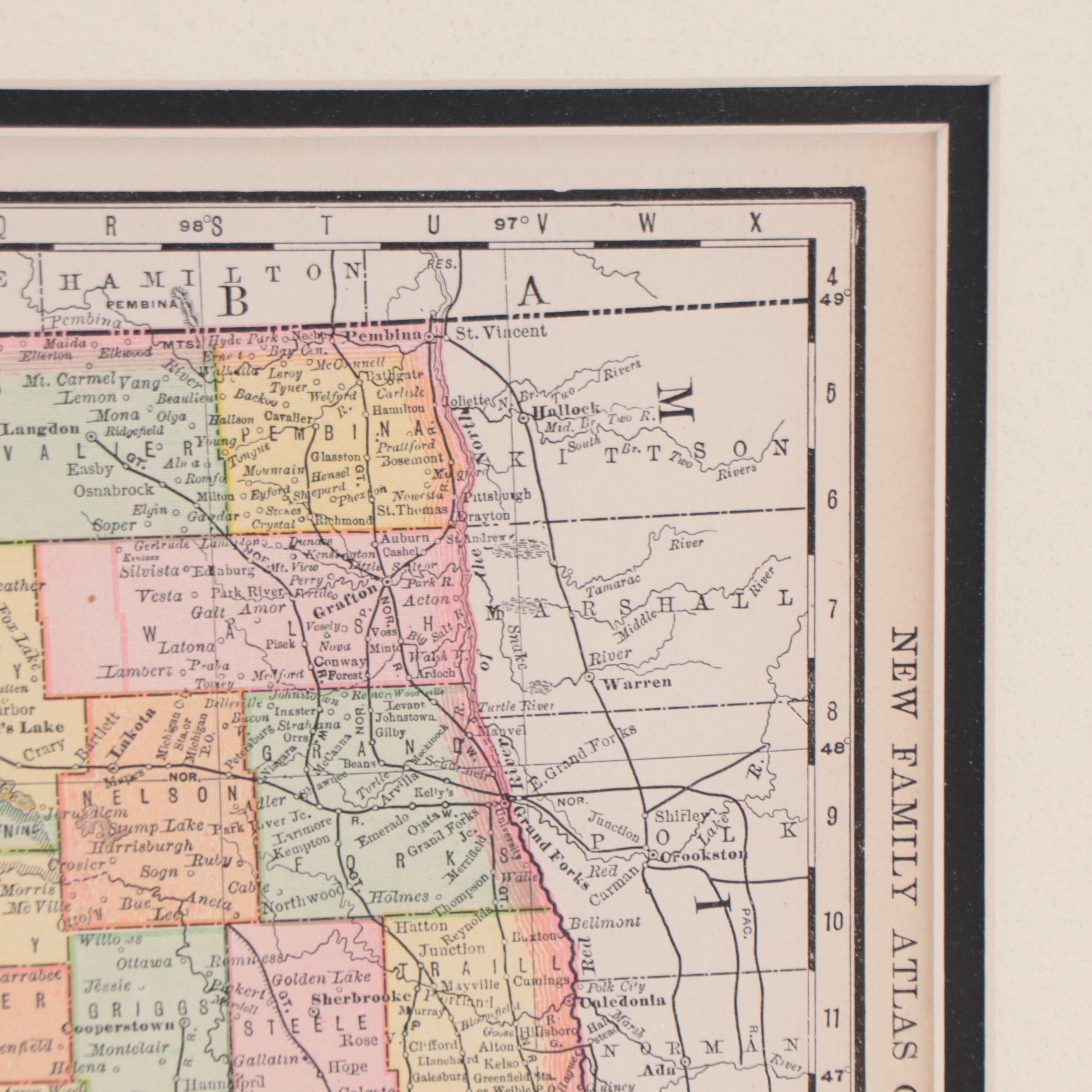 Rand, McNally & Company Wax Engraving Map of North Dakota, Circa 1889