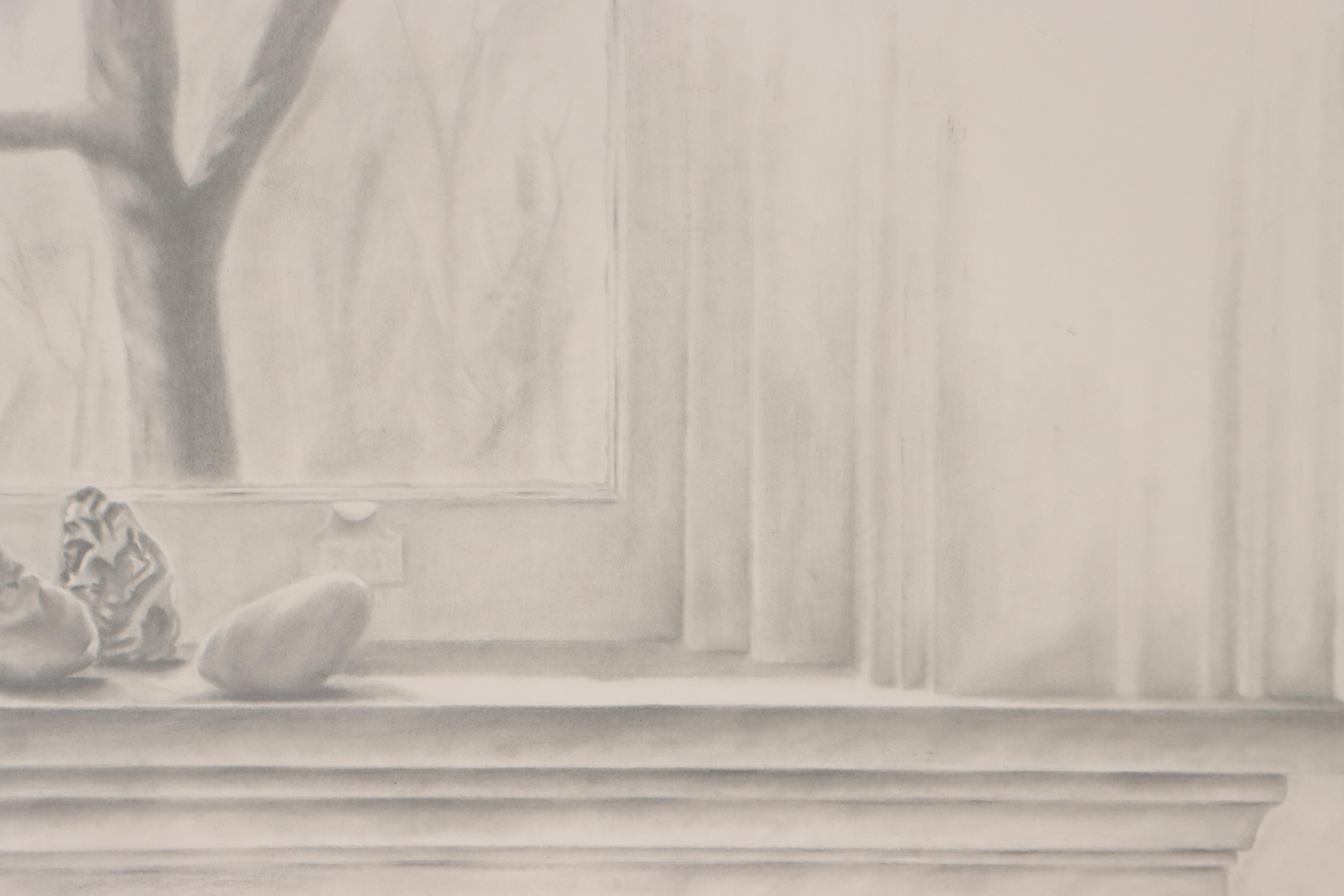 Cynthia Gregory Graphite Drawing "Front Window - Garrard Street"