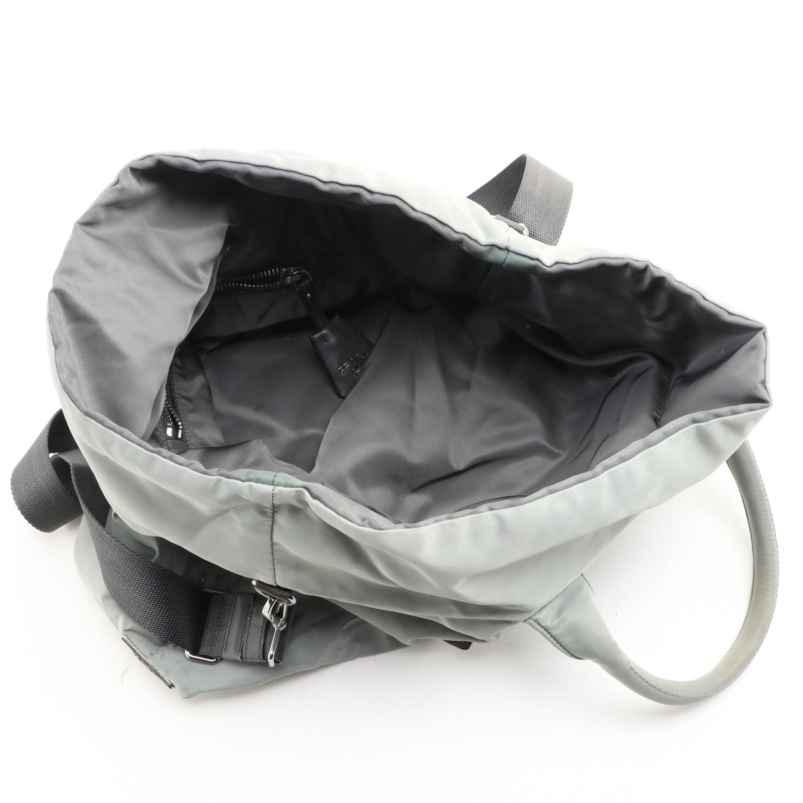 Prada Reversible Tote in Nylon Twill and Leather Trim