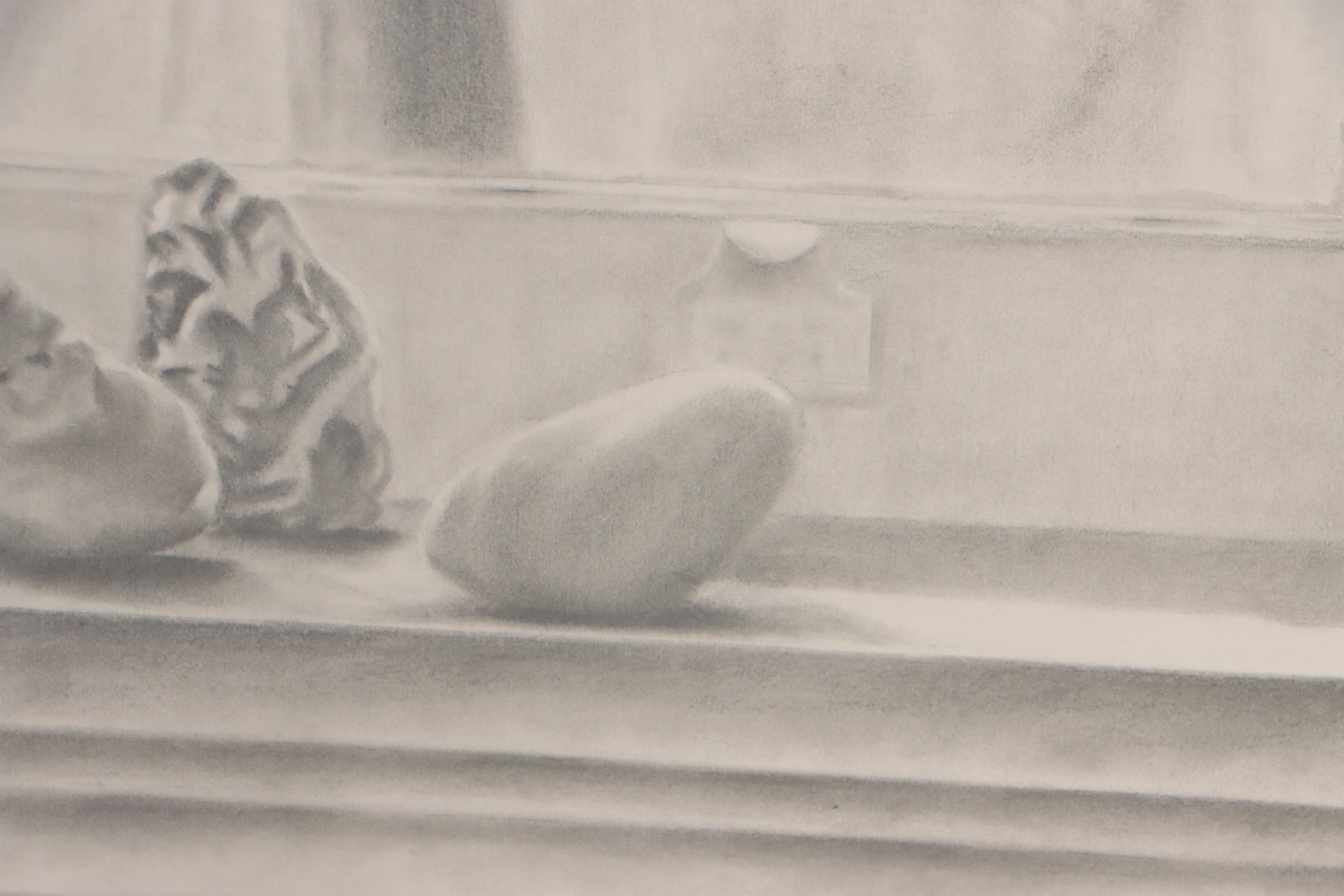 Cynthia Gregory Graphite Drawing "Front Window - Garrard Street"