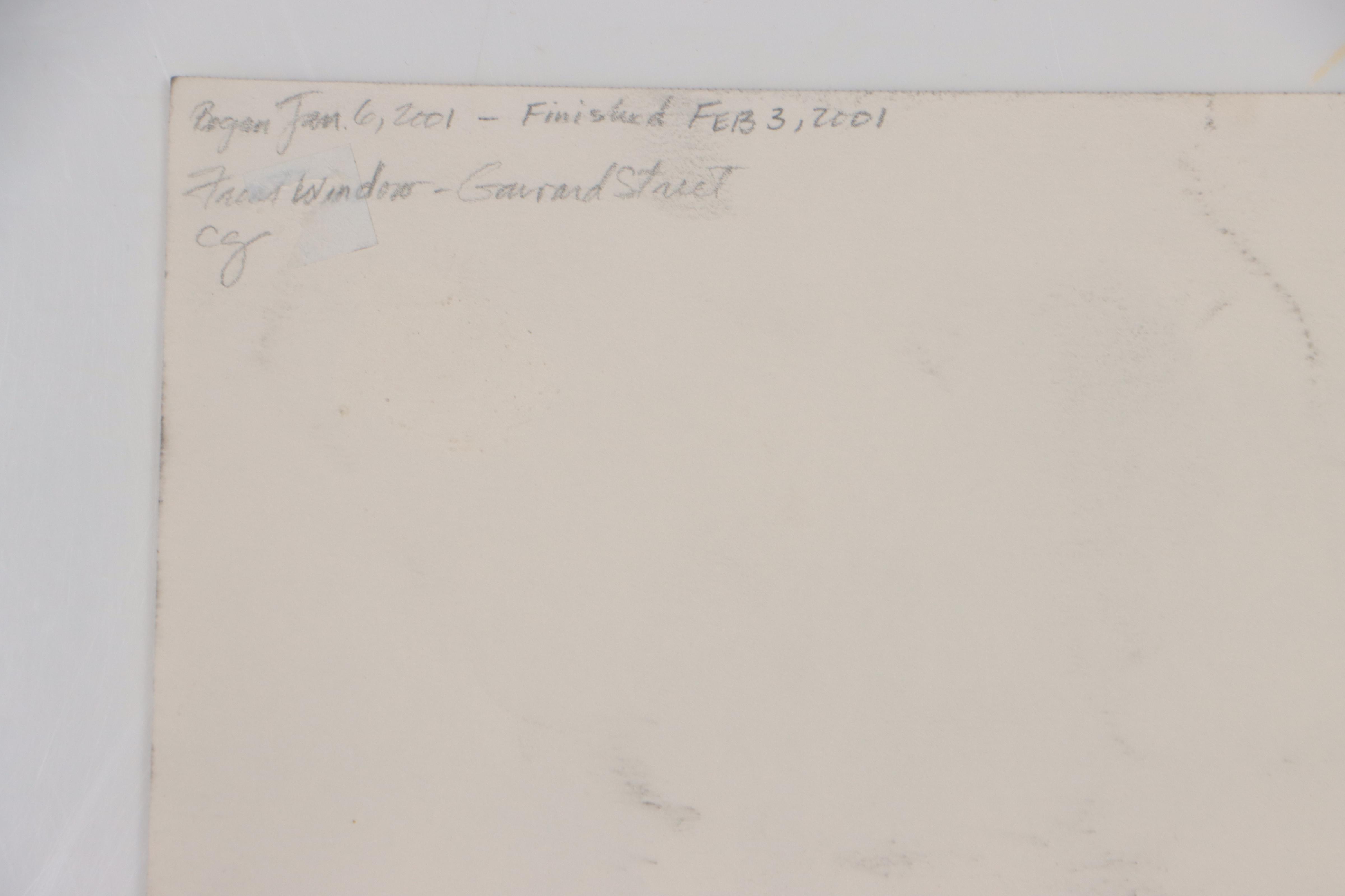 Cynthia Gregory Graphite Drawing "Front Window - Garrard Street"