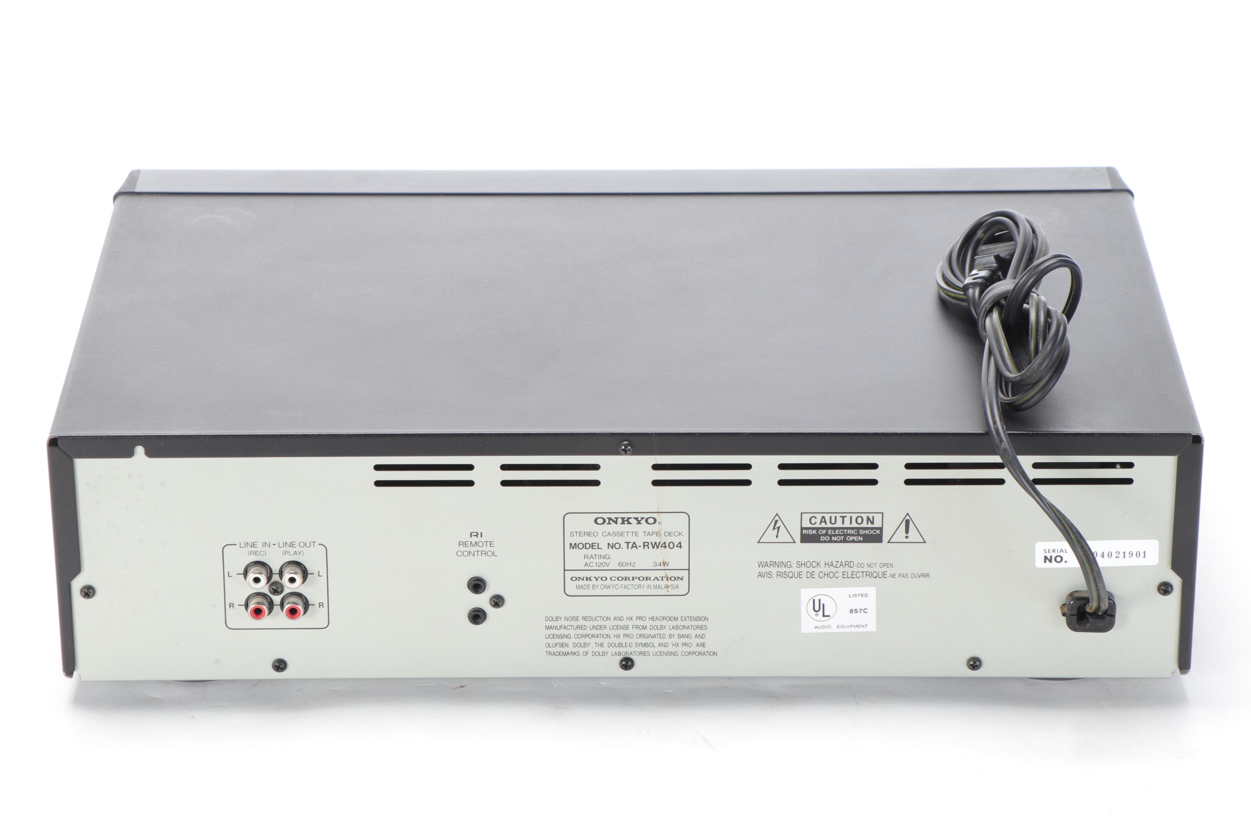 Onkyo Receiver and Stereo Cassette Tape Deck with Pioneer CD Player