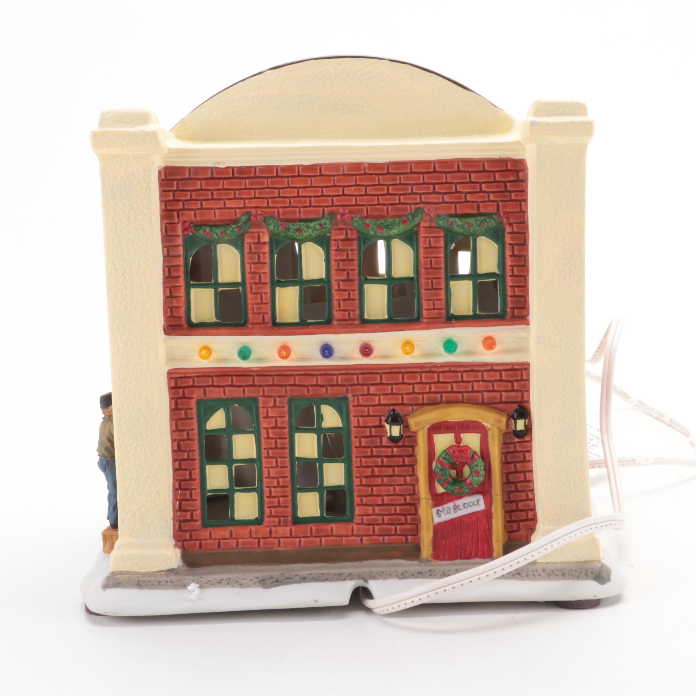 St. Nicholas Square "Holiday Square" Ceramic Illuminated Building and Carolers