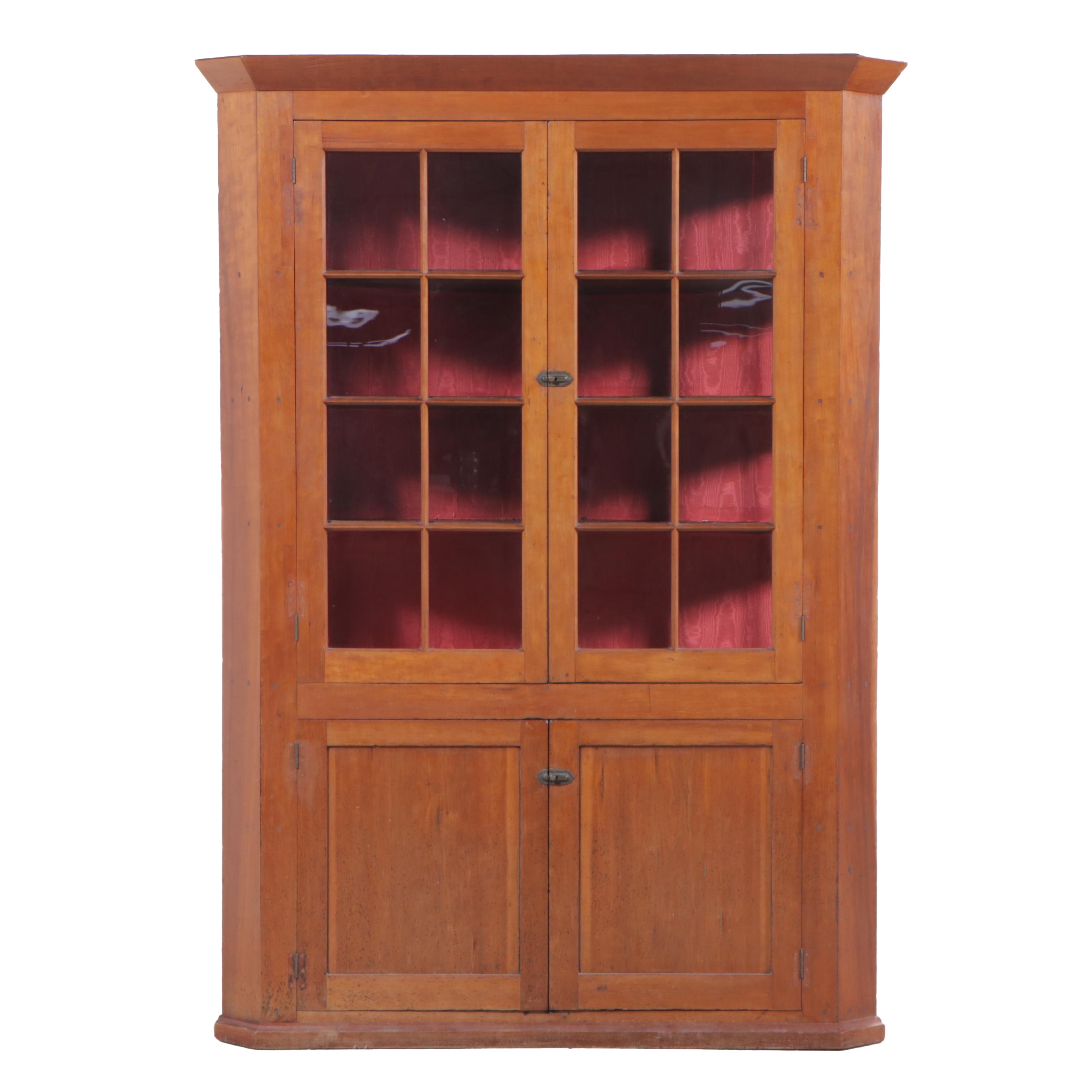 American Primitive Cherrywood Corner Cupboard, Early to Mid 19th Century