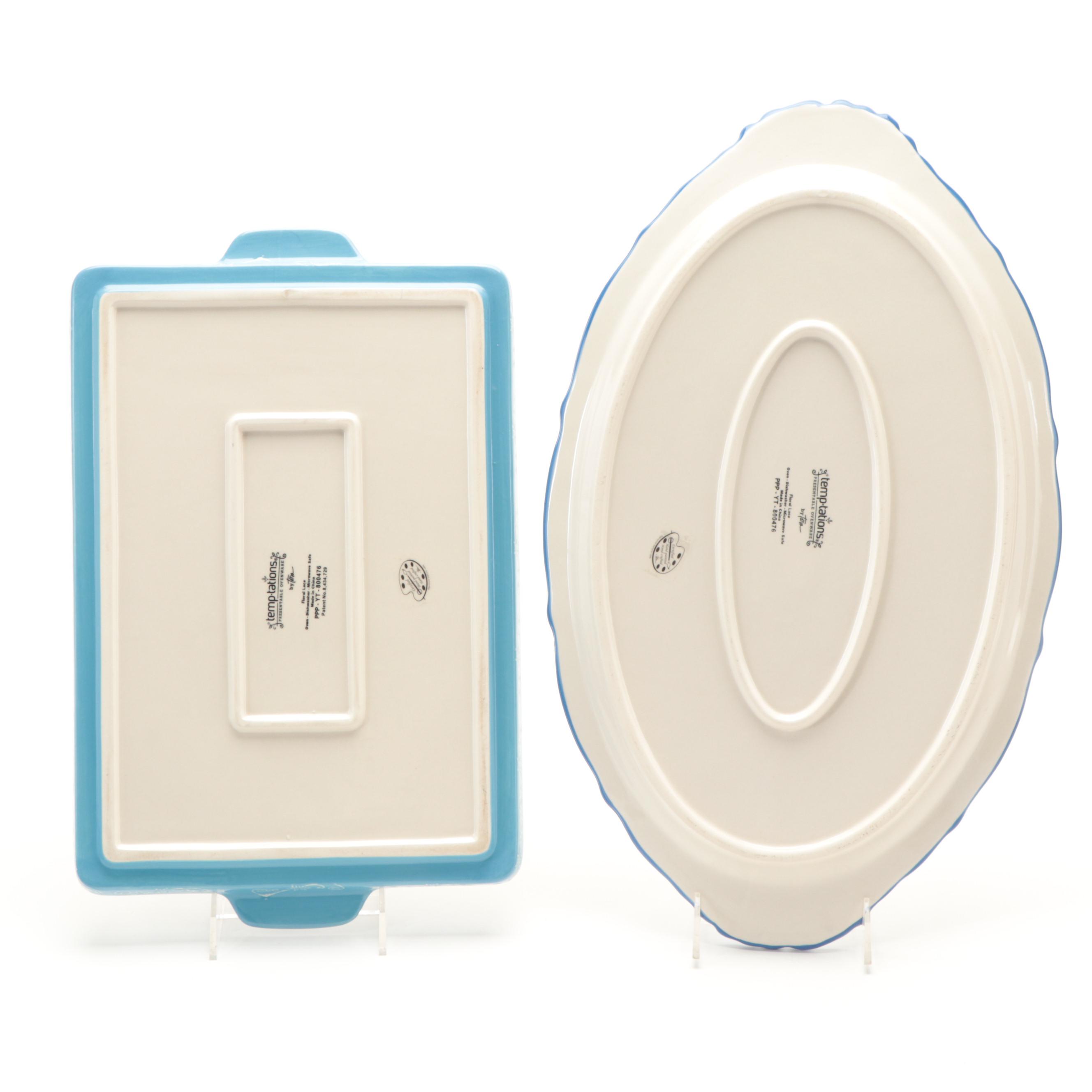 Temp-Tations "Floral Lace" Casseroles with Stands and Platters