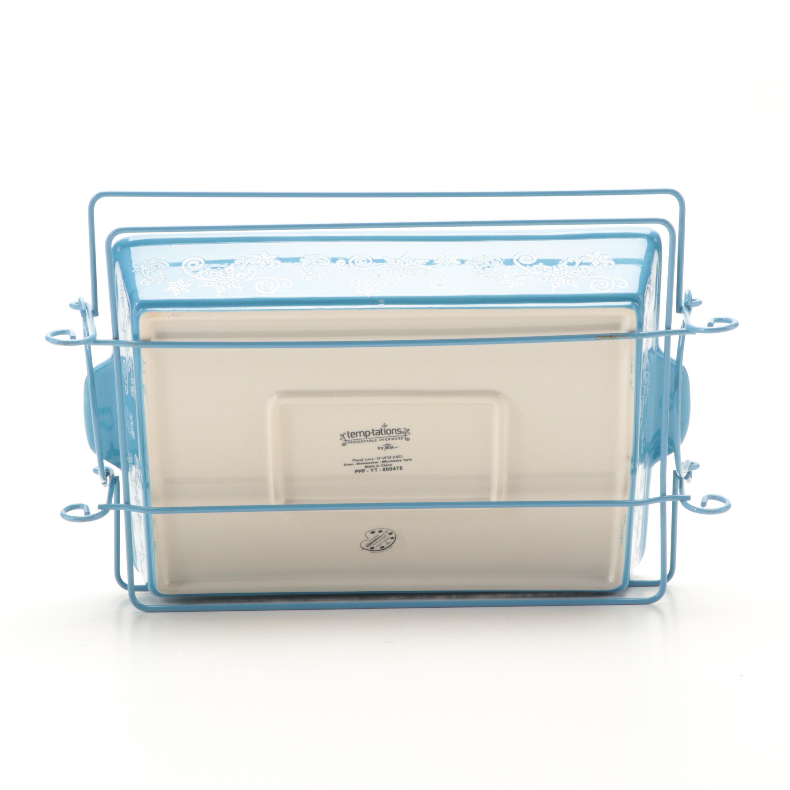 Temp-Tations "Floral Lace" Casseroles with Stands and Platters