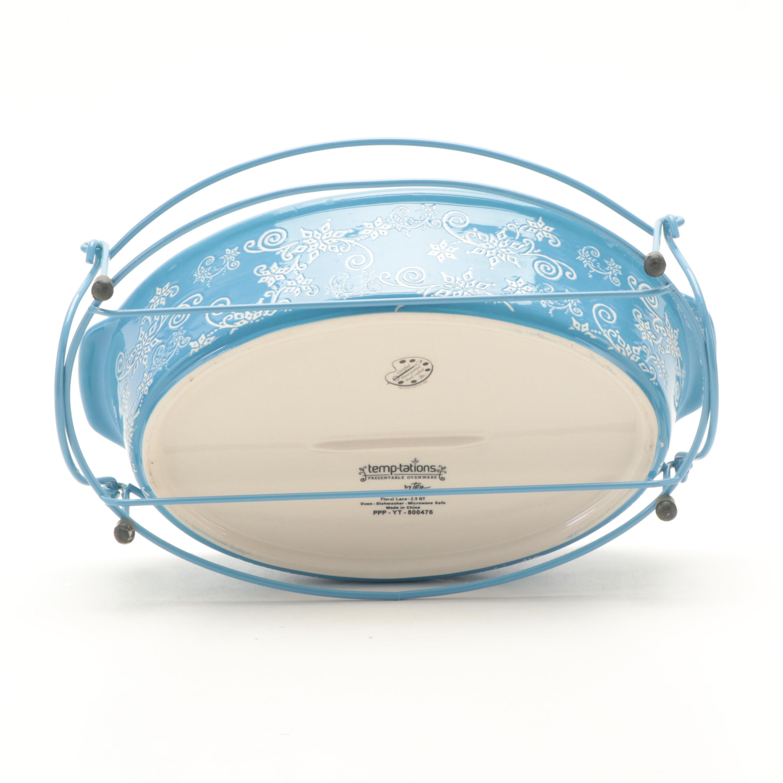 Temp-Tations "Floral Lace" Casseroles with Stands and Platters