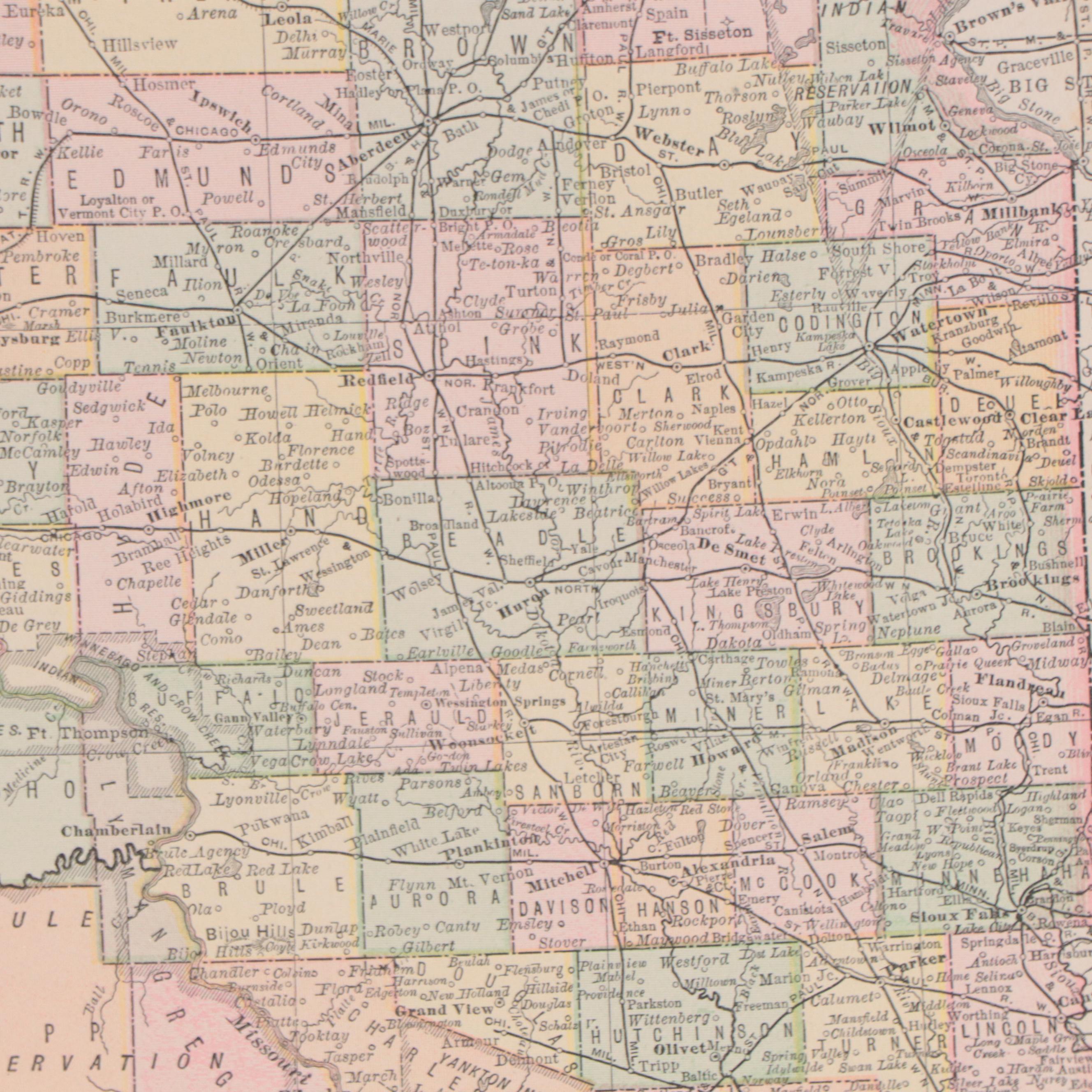 Rand, McNally & Co. Wax Engraving Map of South Dakota, Circa 1889
