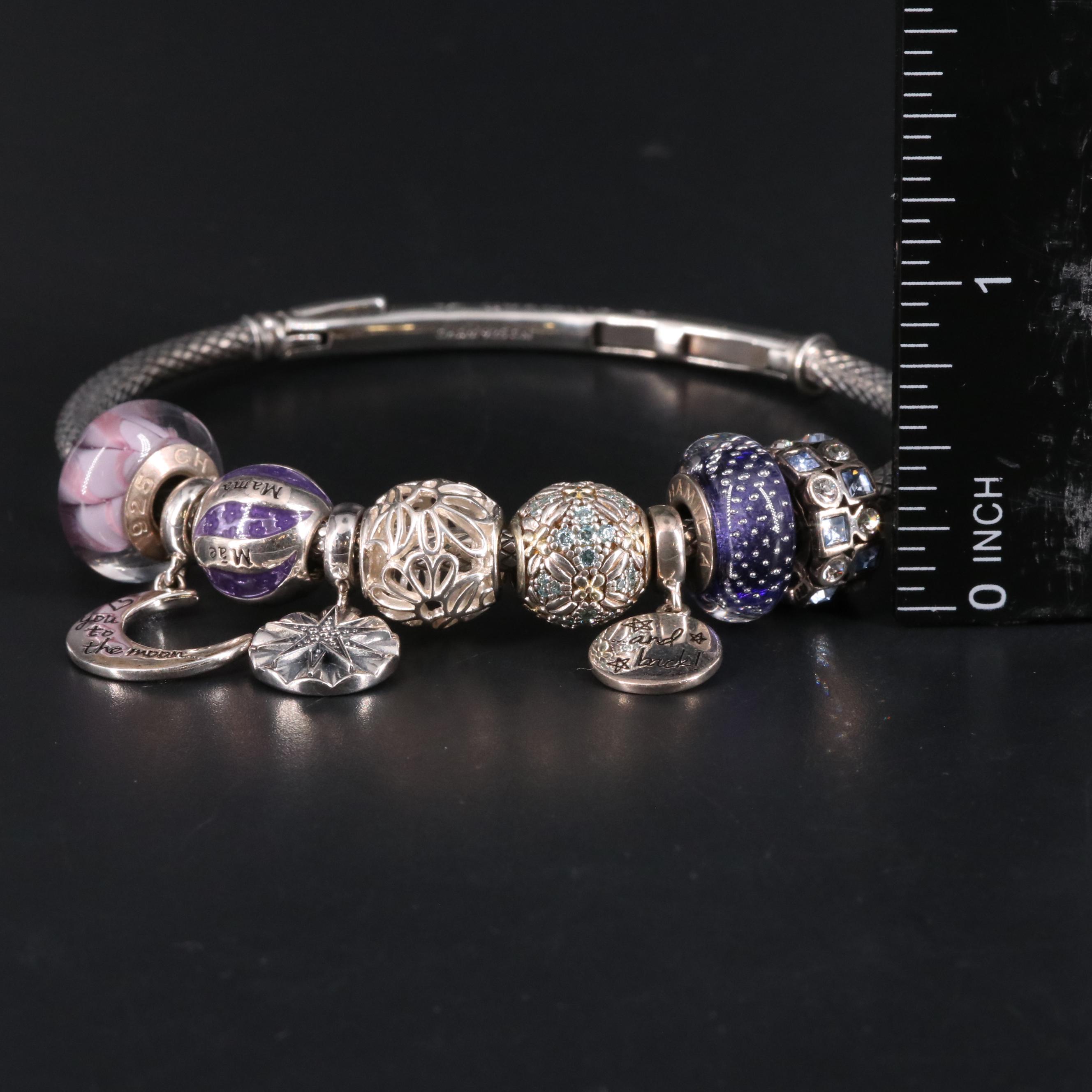Sterling Assorted Bead Bangle Bracelet