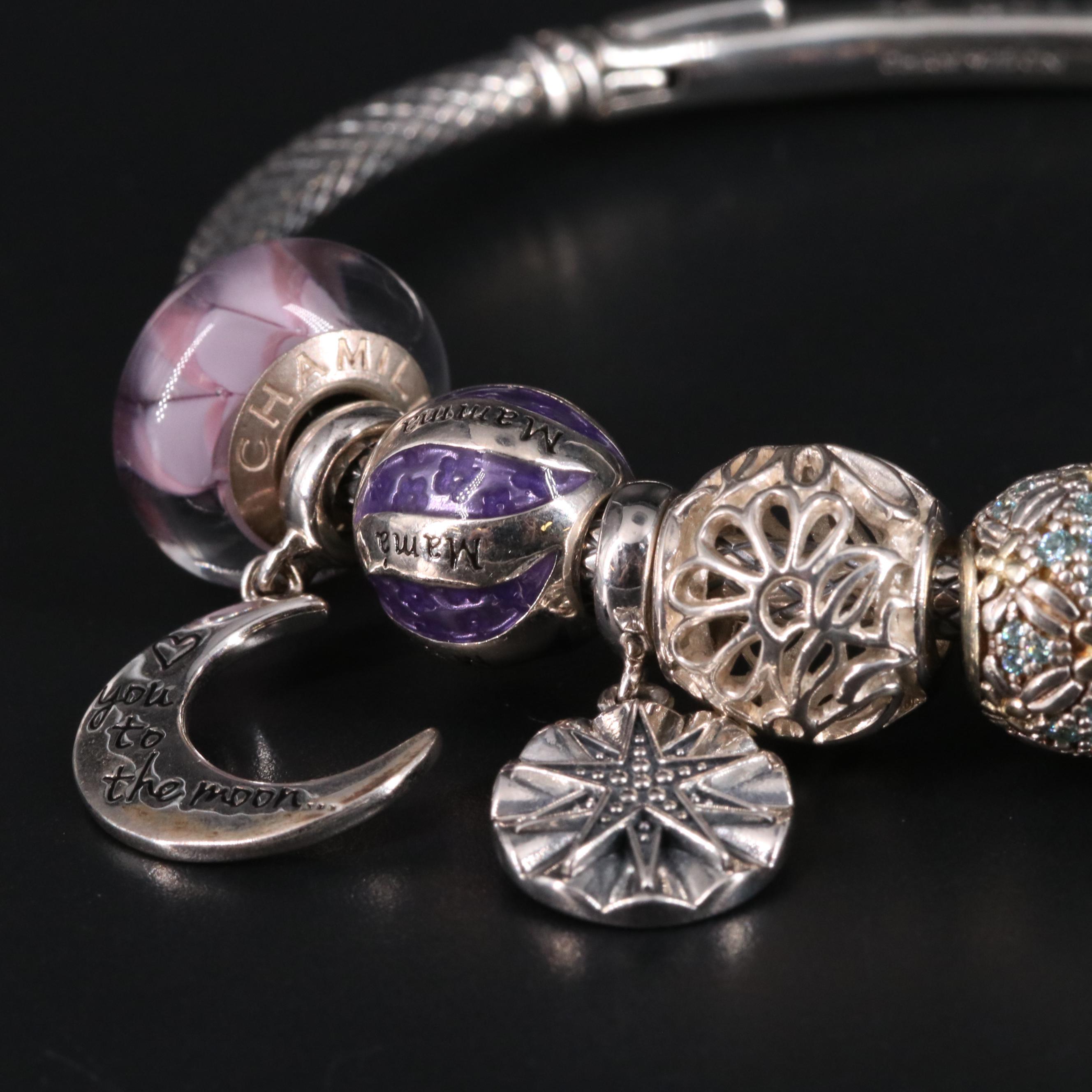 Sterling Assorted Bead Bangle Bracelet