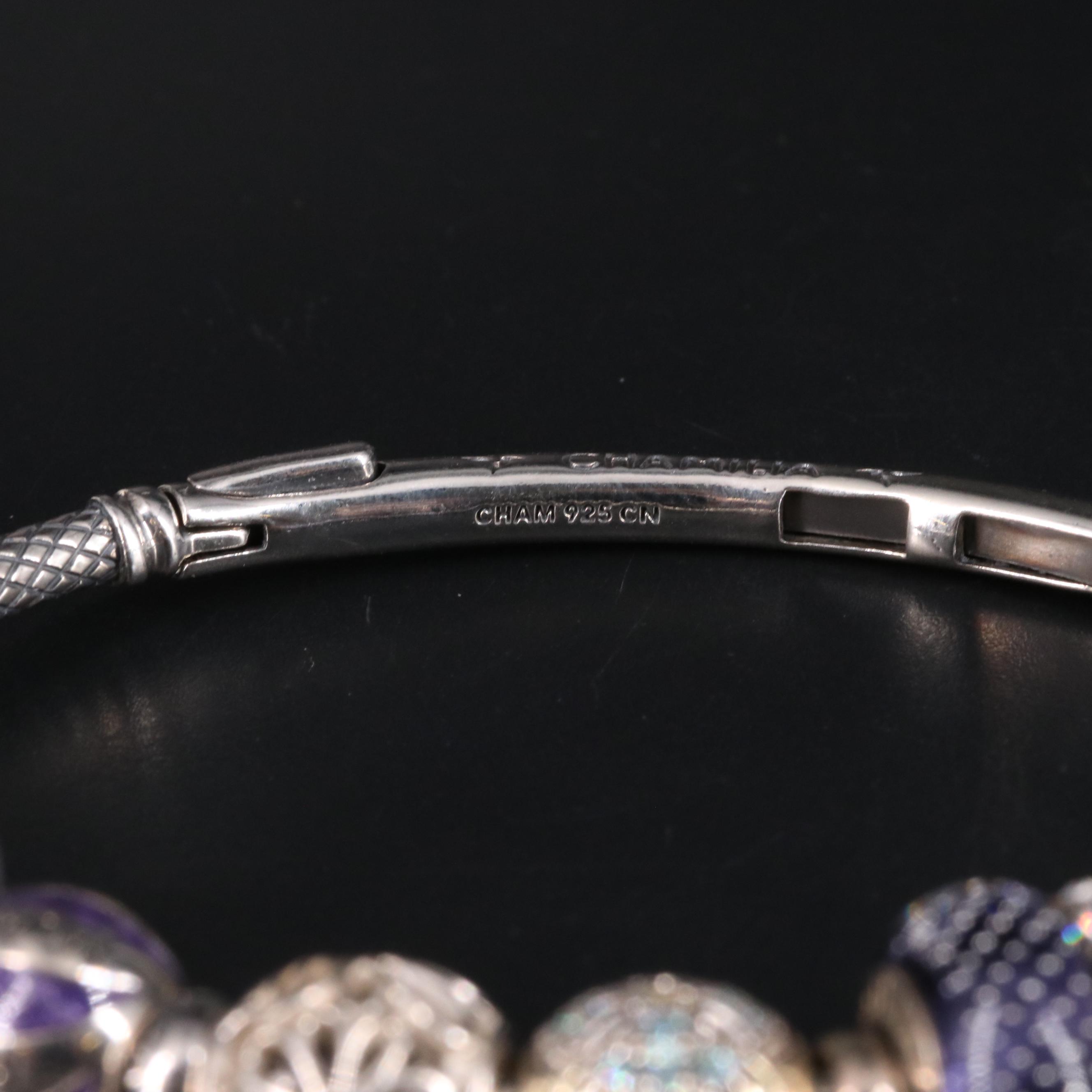 Sterling Assorted Bead Bangle Bracelet