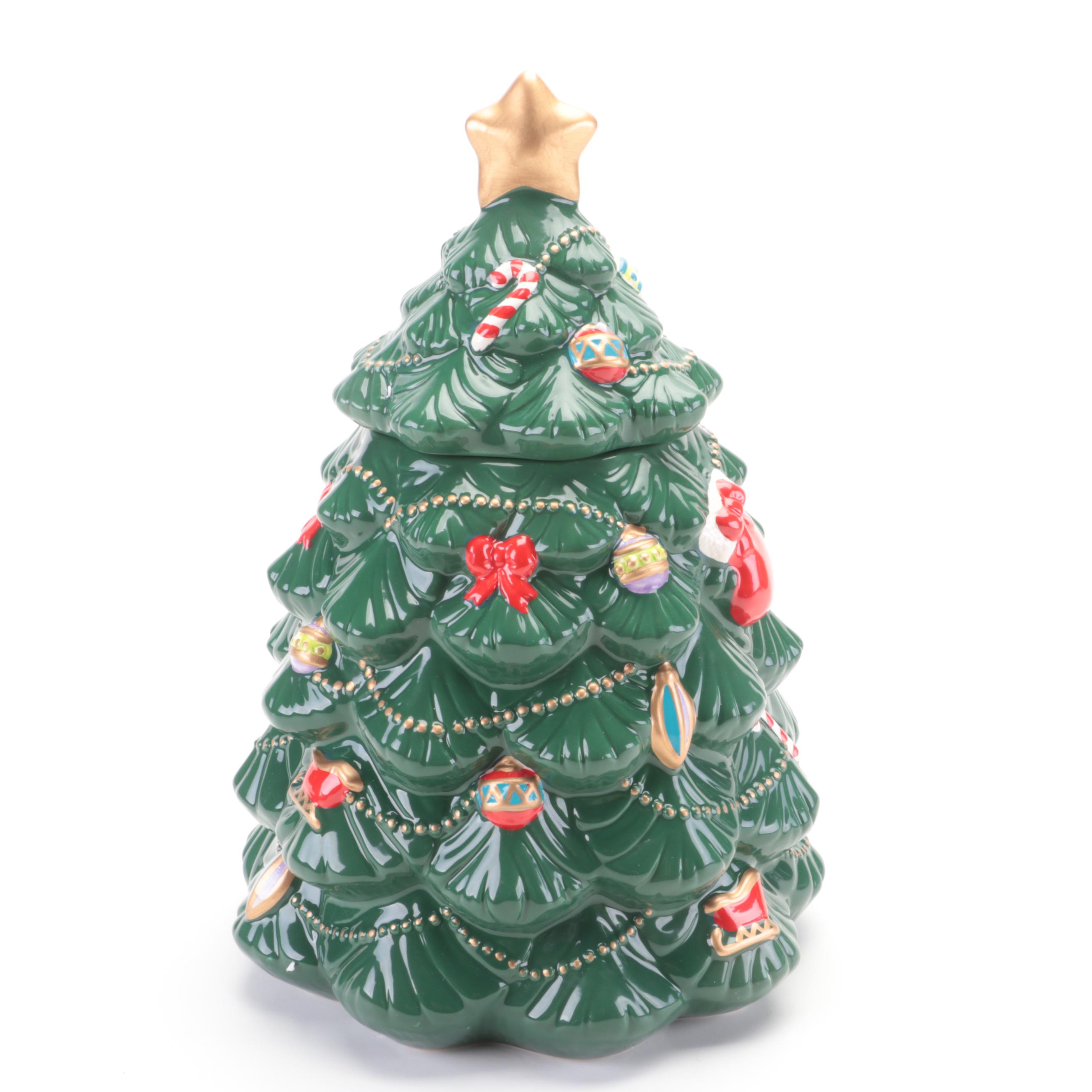 Department 56 "Pine Point Pond" Landscape Figure with Christmas Tree Cookie Jar