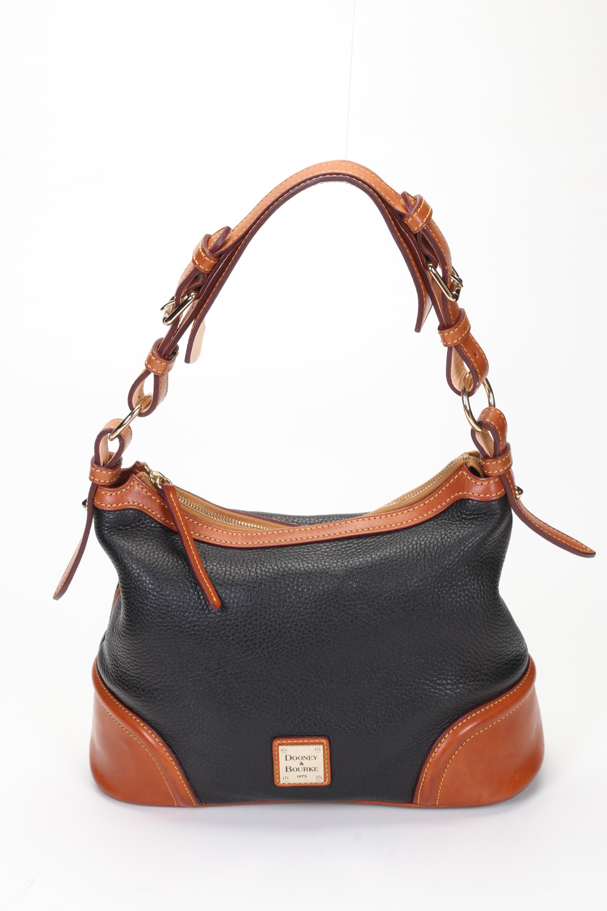 Cashmere and Pom-Pom Mink Fur Scarves with Dooney & Bourke Shoulder Bag