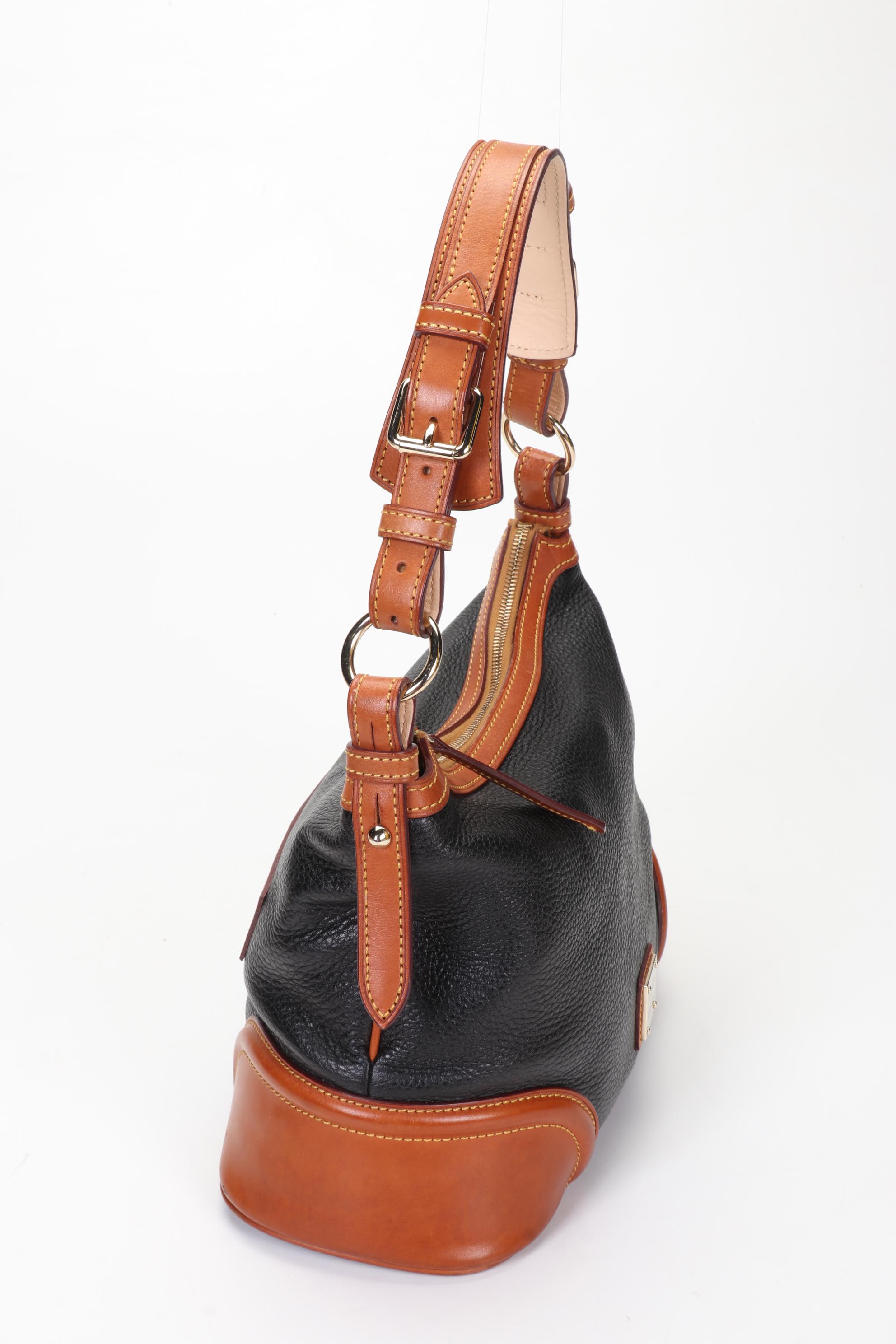 Cashmere and Pom-Pom Mink Fur Scarves with Dooney & Bourke Shoulder Bag