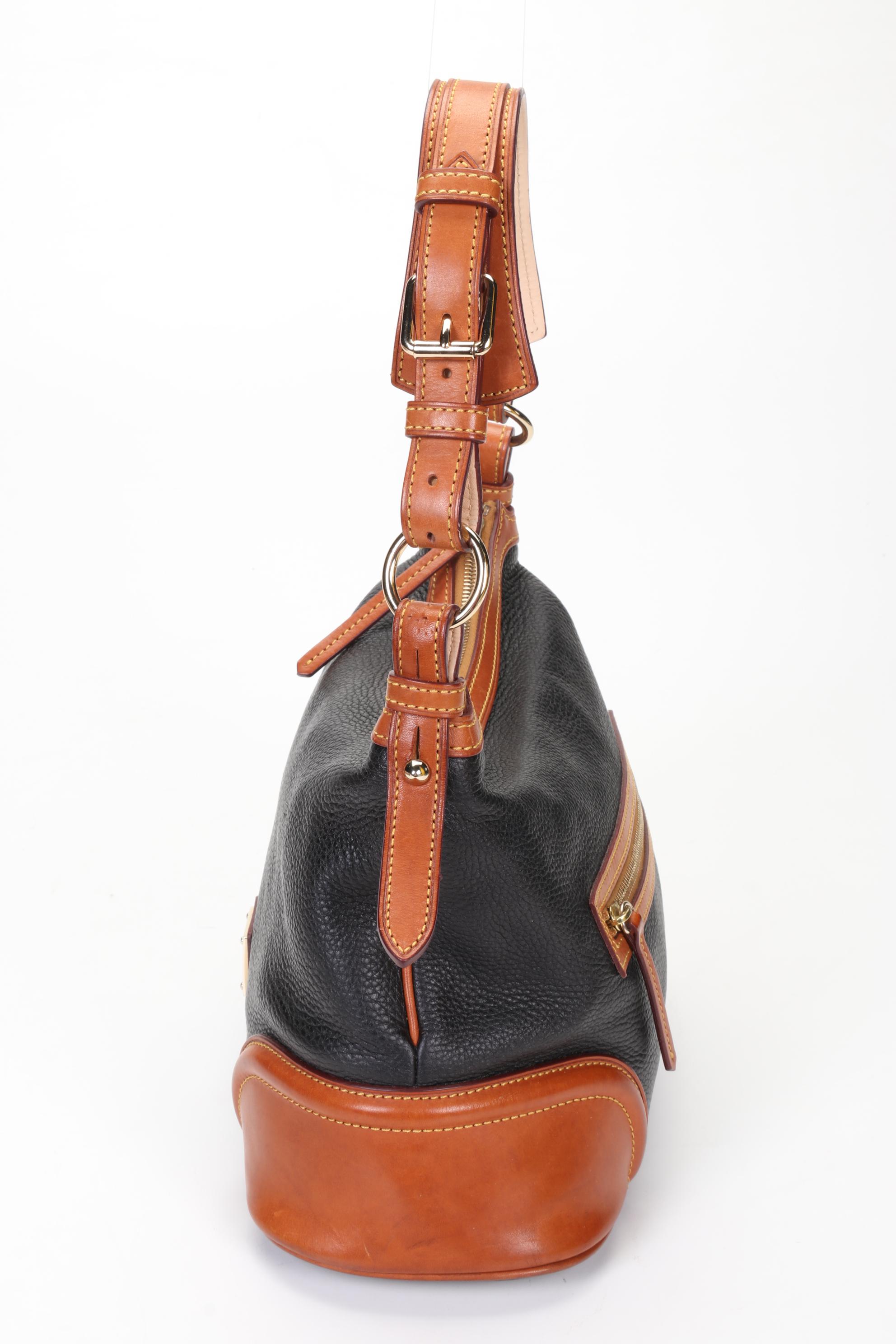 Cashmere and Pom-Pom Mink Fur Scarves with Dooney & Bourke Shoulder Bag