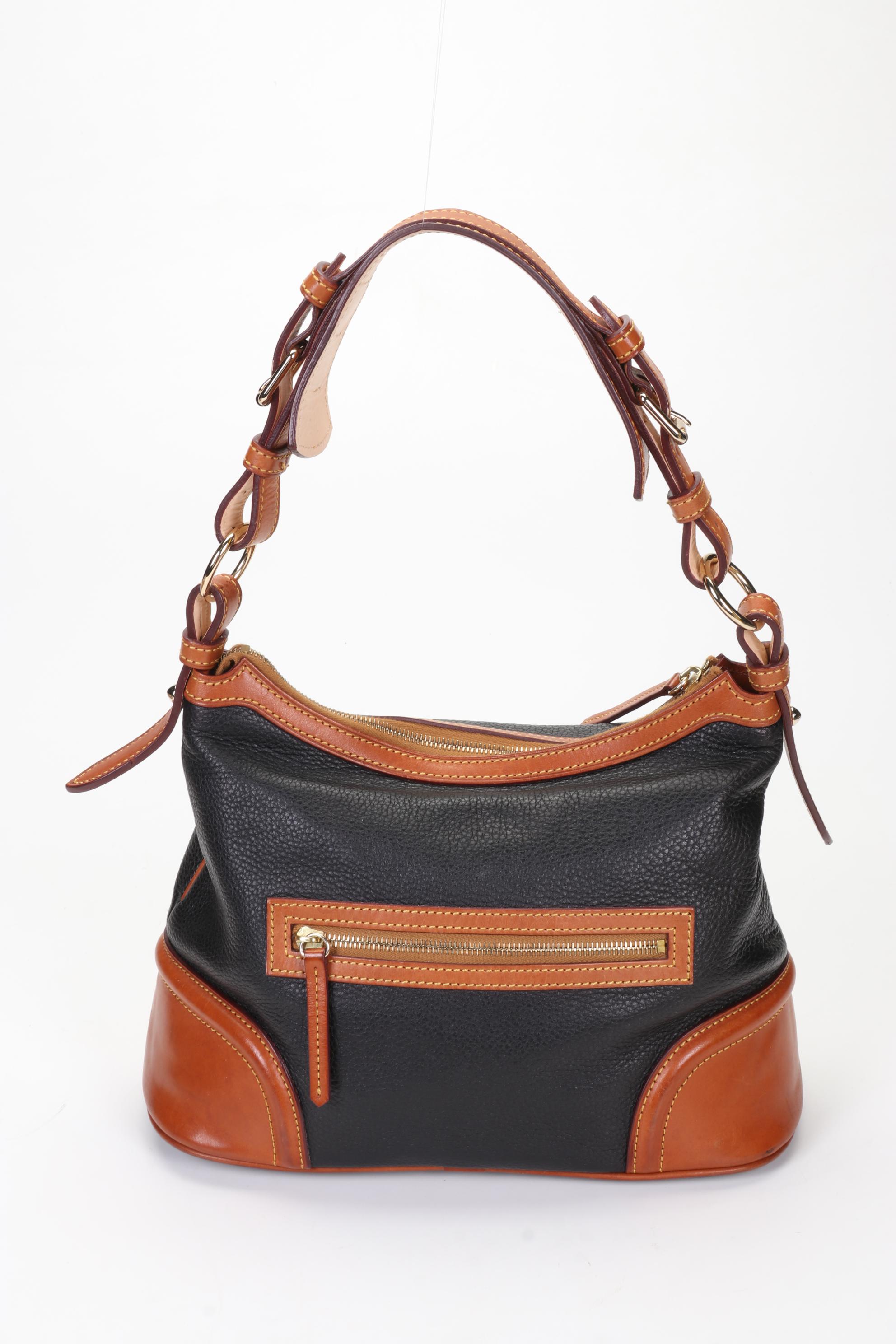 Cashmere and Pom-Pom Mink Fur Scarves with Dooney & Bourke Shoulder Bag