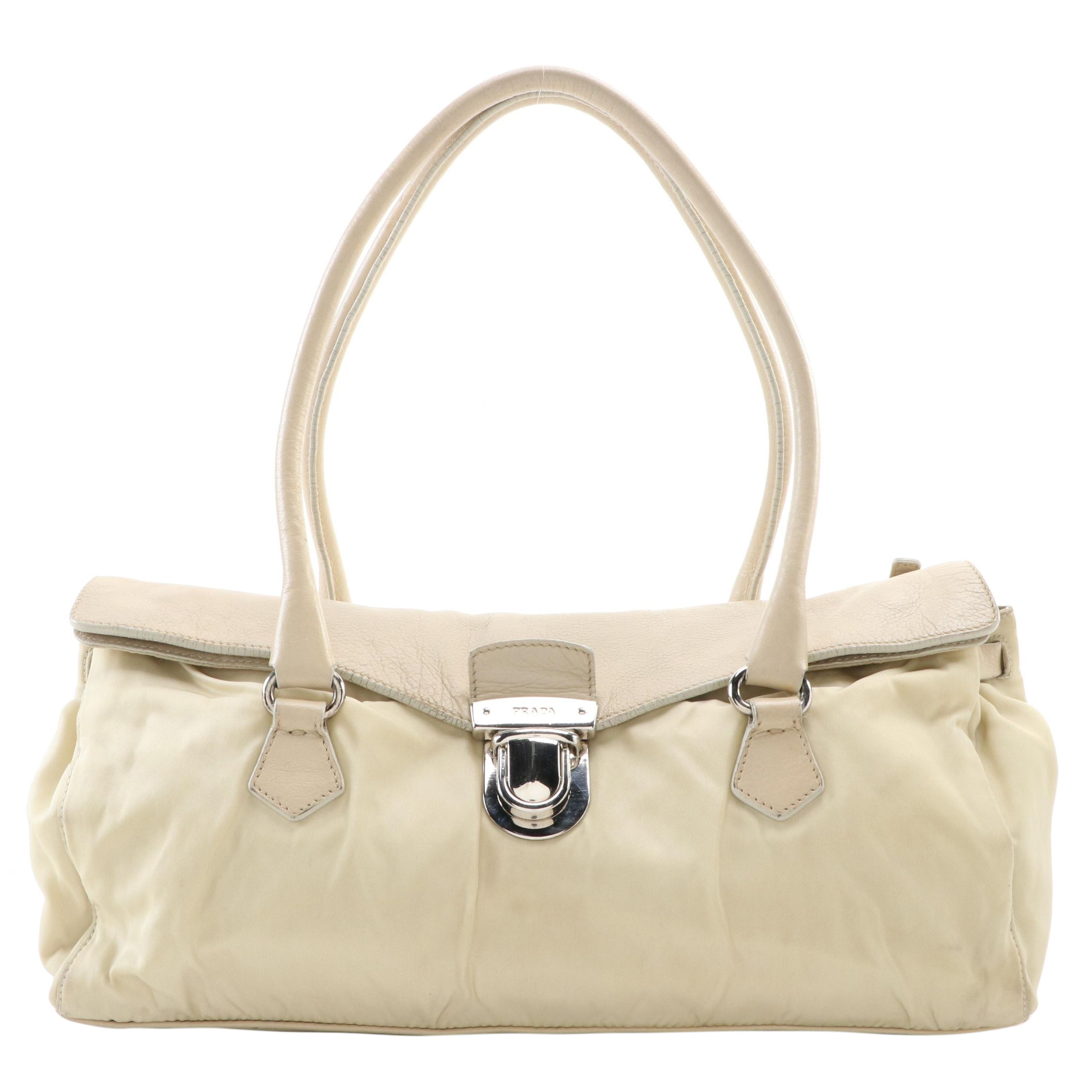 Prada Flap Front Shoulder Bag in Nylon and Leather