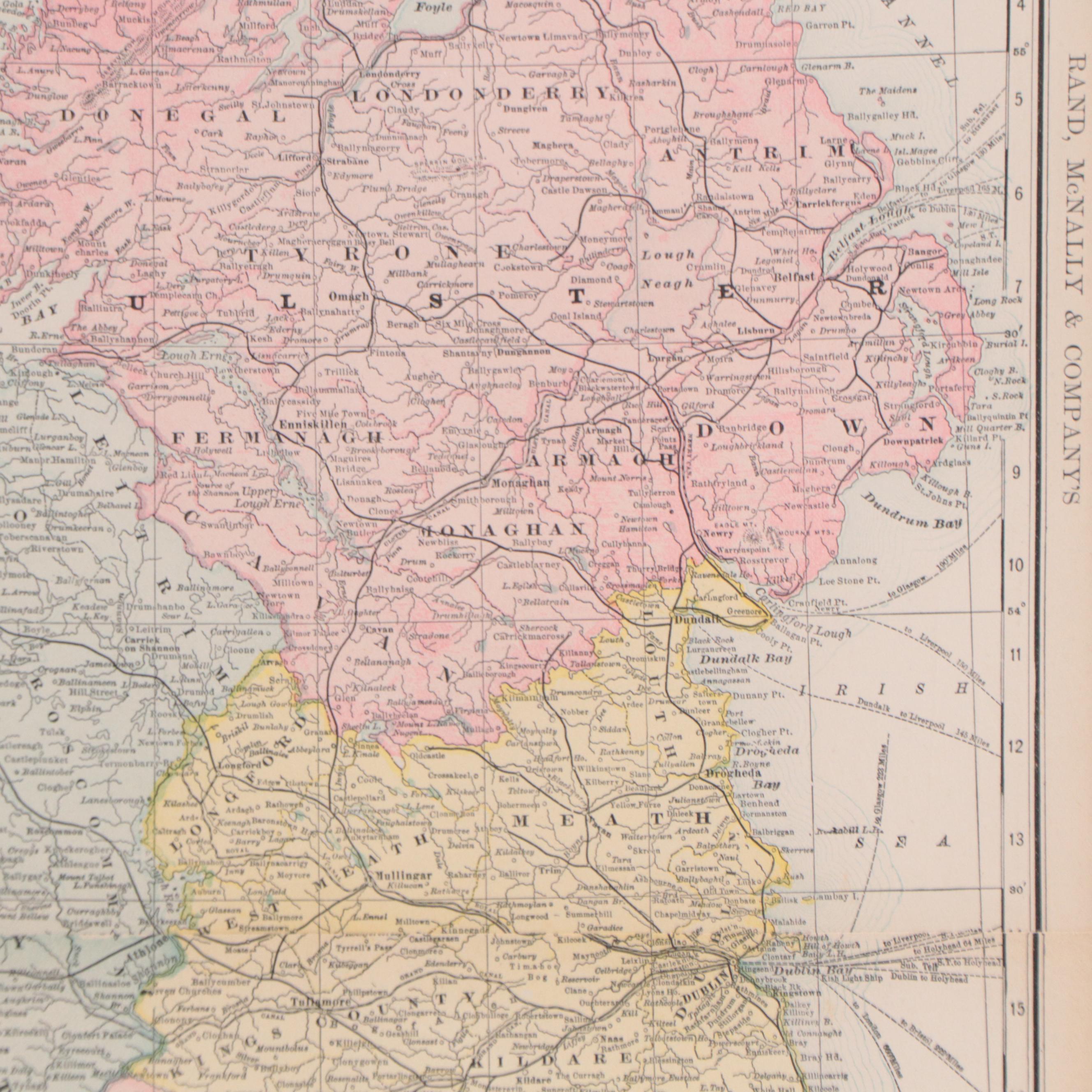 Rand, McNally & Co. Wax Engraving Map of Ireland, Circa 1888