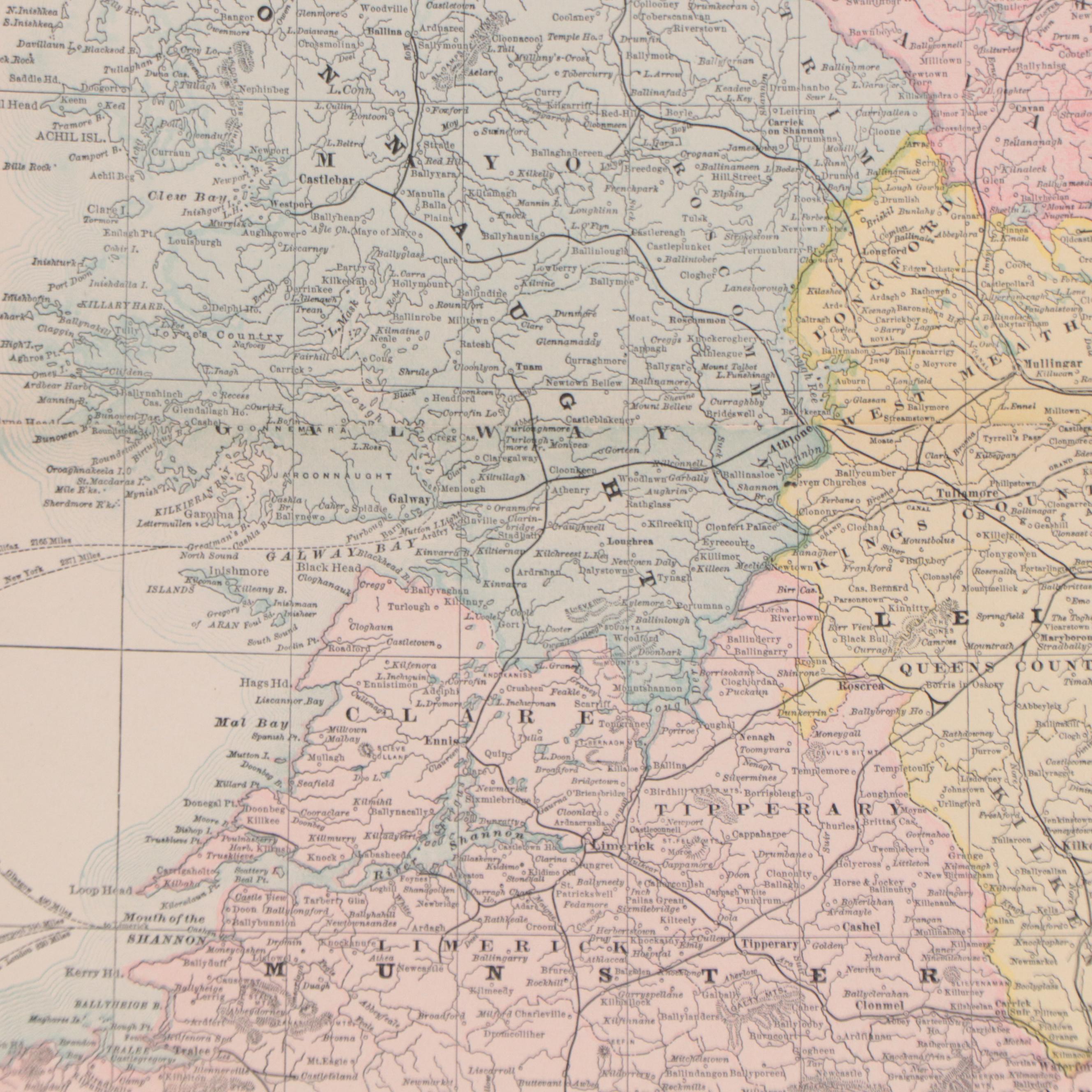 Rand, McNally & Co. Wax Engraving Map of Ireland, Circa 1888