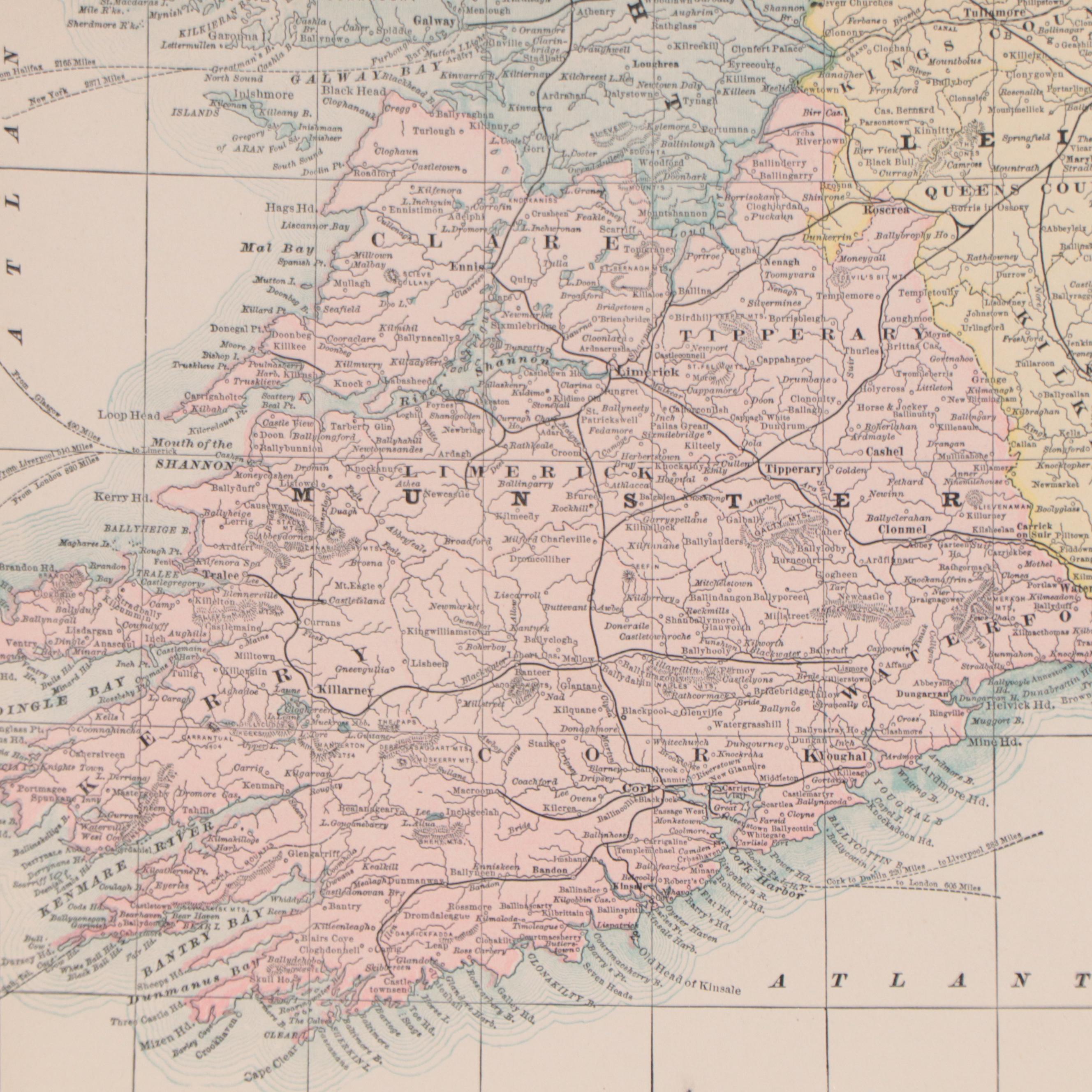 Rand, McNally & Co. Wax Engraving Map of Ireland, Circa 1888