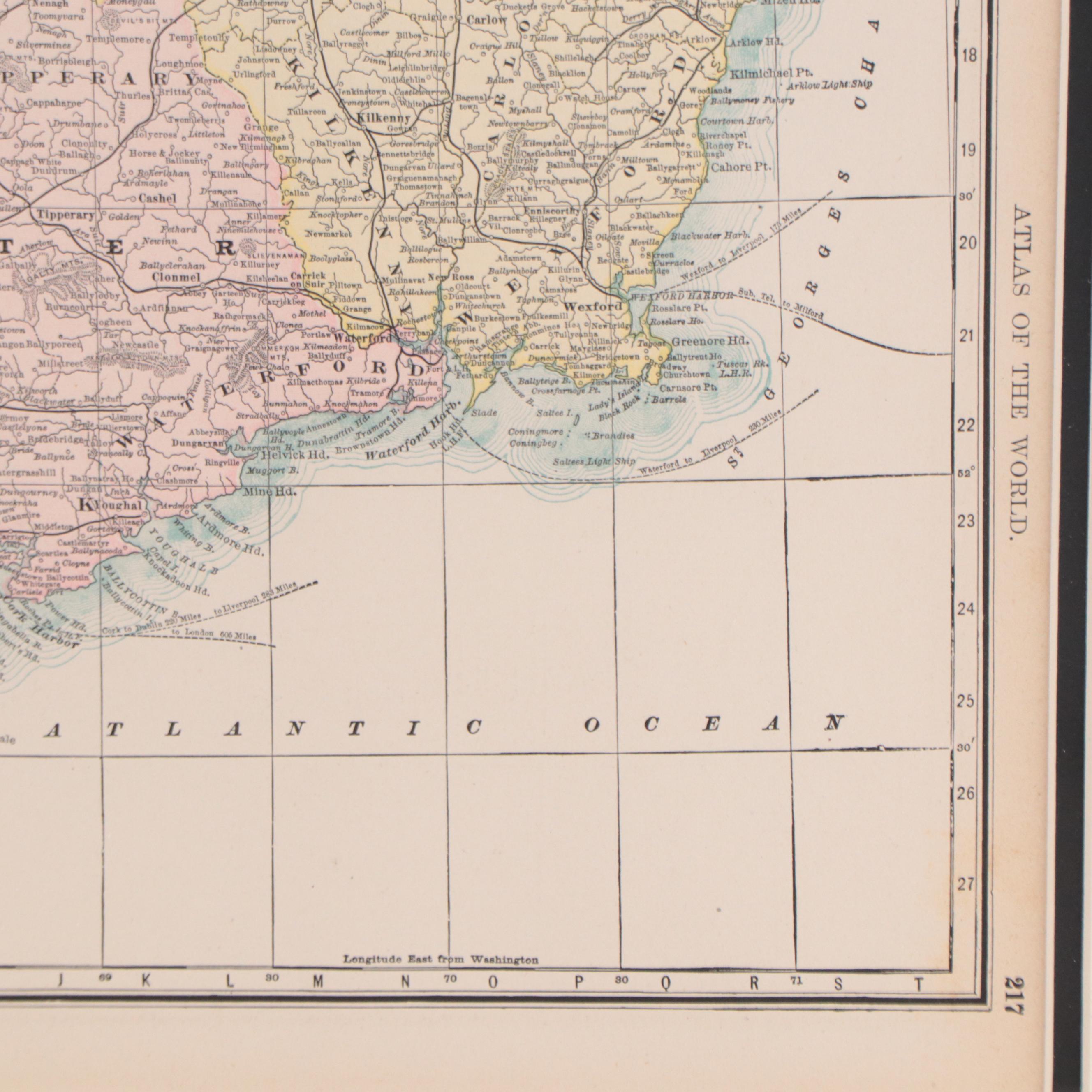 Rand, McNally & Co. Wax Engraving Map of Ireland, Circa 1888