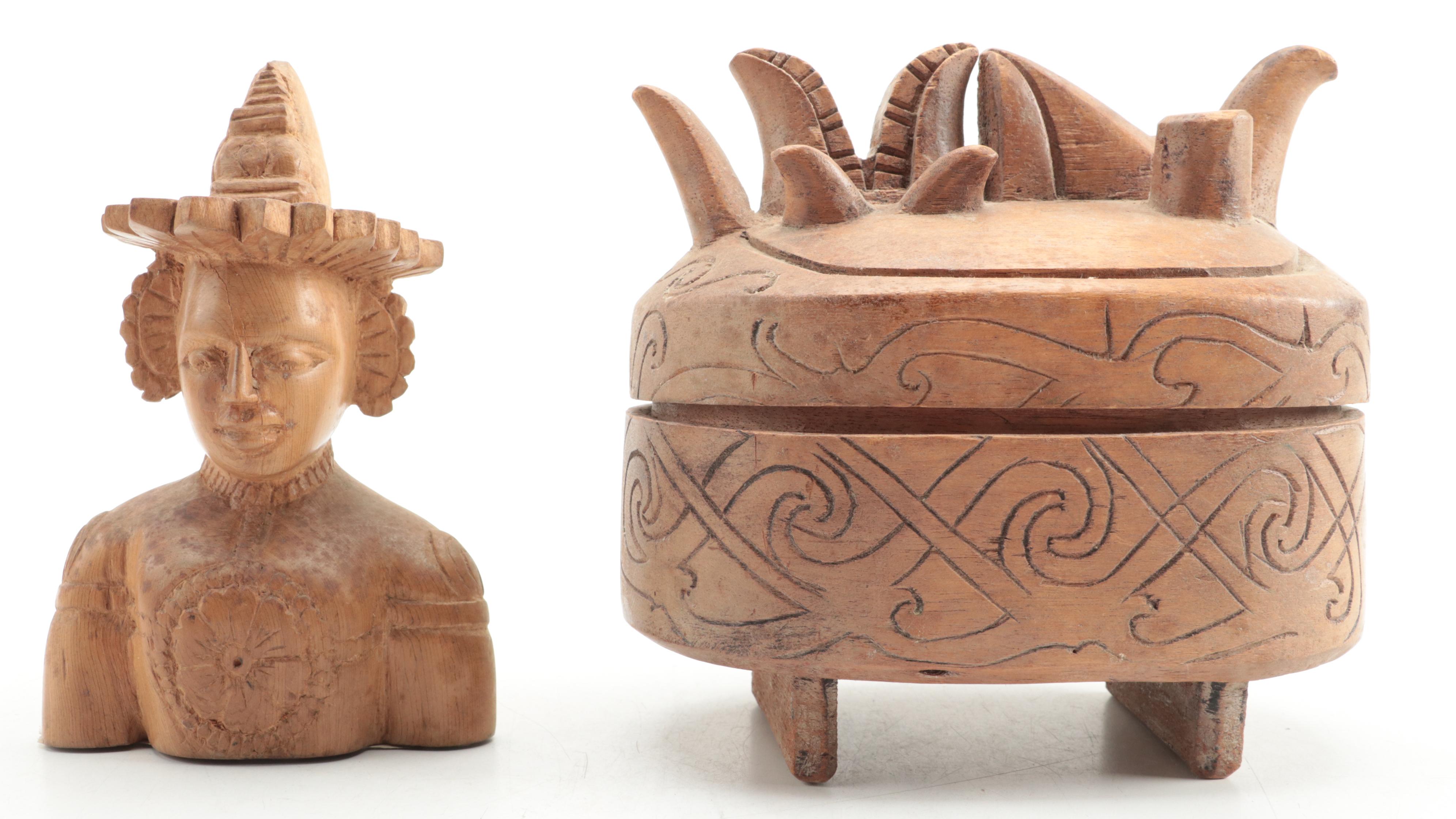 Sri Lankan, Malaysian, and Other Carved Wood and Stone Figures