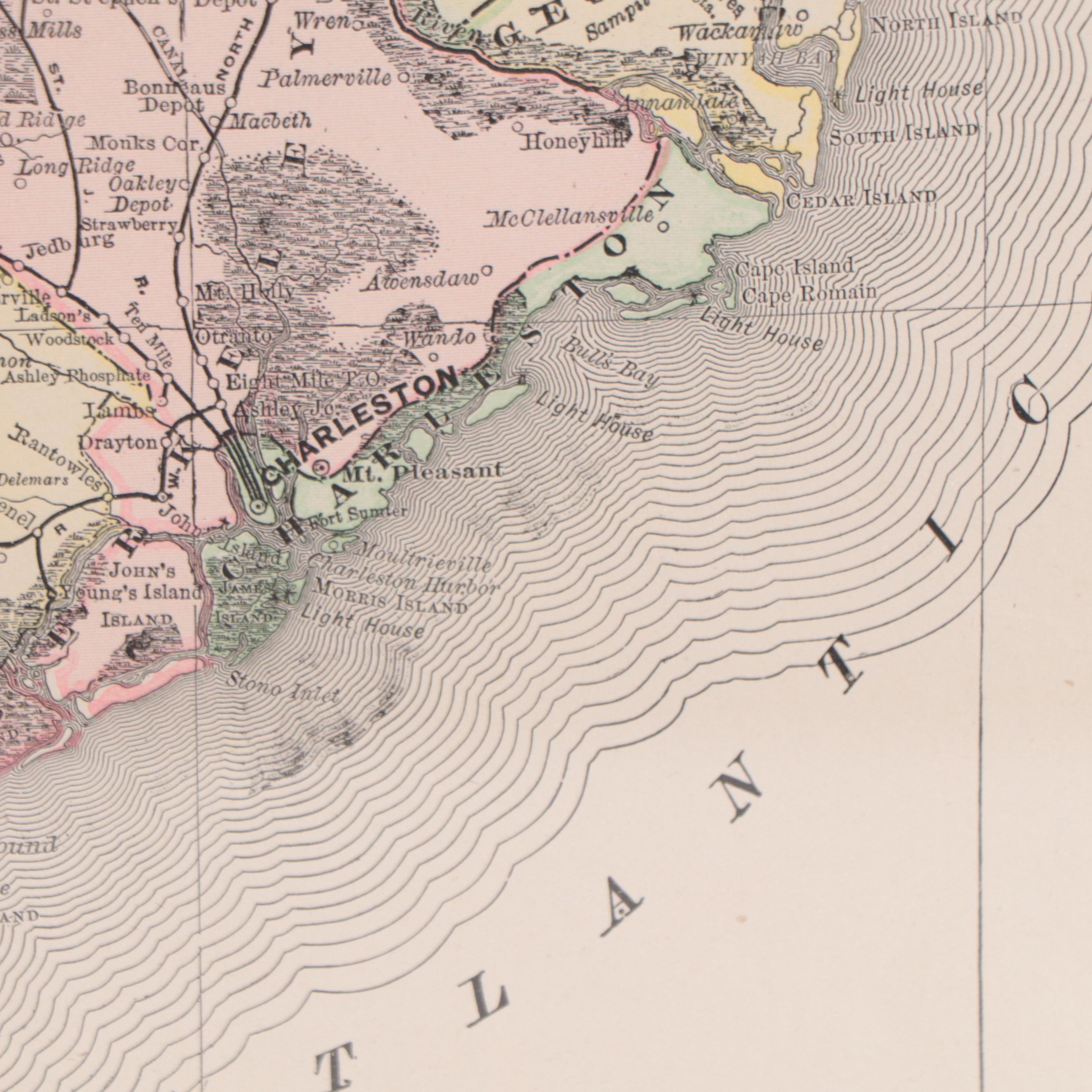 Rand, McNally & Co. Wax Engraving Map of South Carolina, Circa 1889
