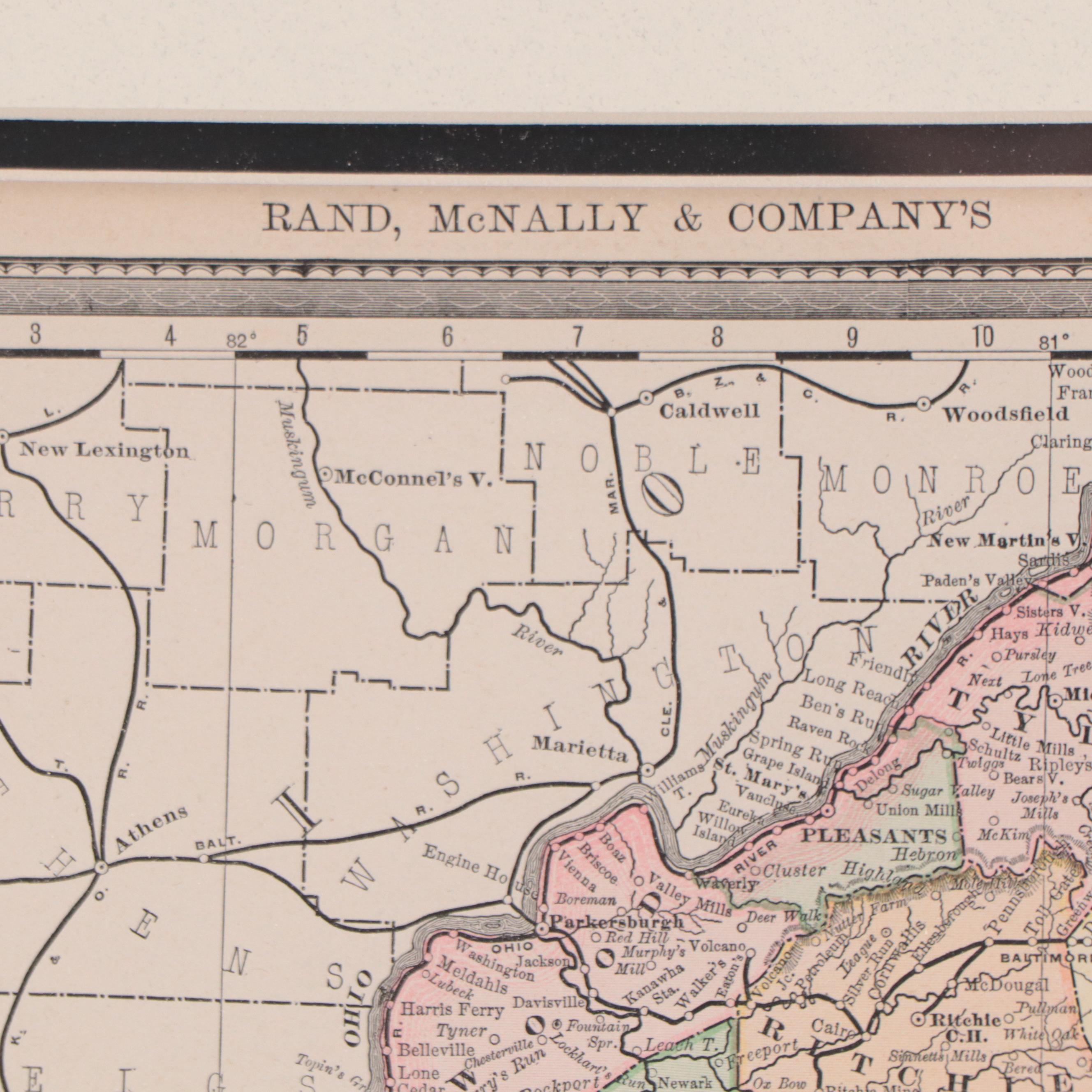 Rand, McNally & Co. Wax Engraving "New Map of West Virginia," Circa 1888
