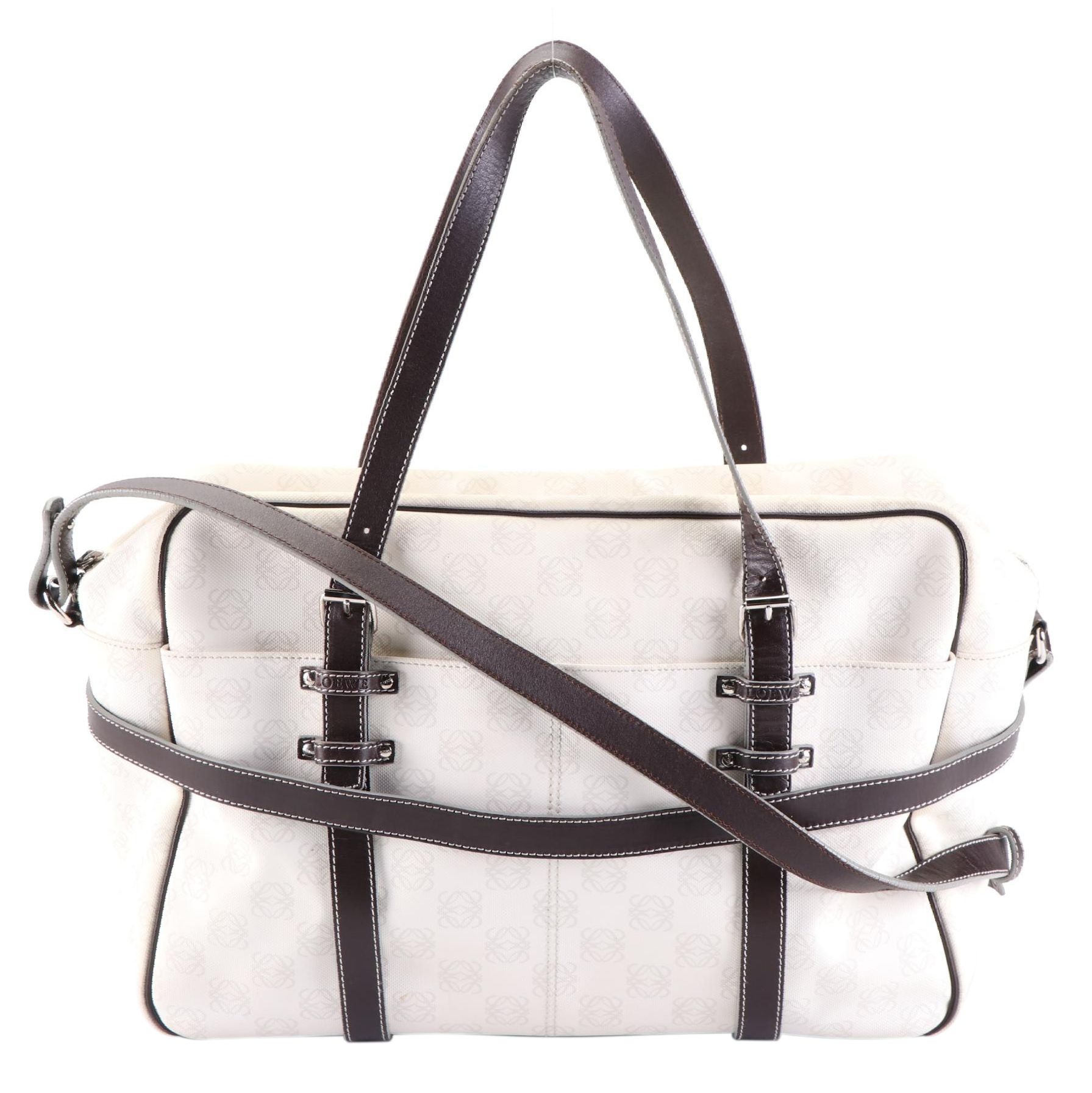 Loewe Pockets Collection Two-Way Travel Bag in Anagram Coated Canvas