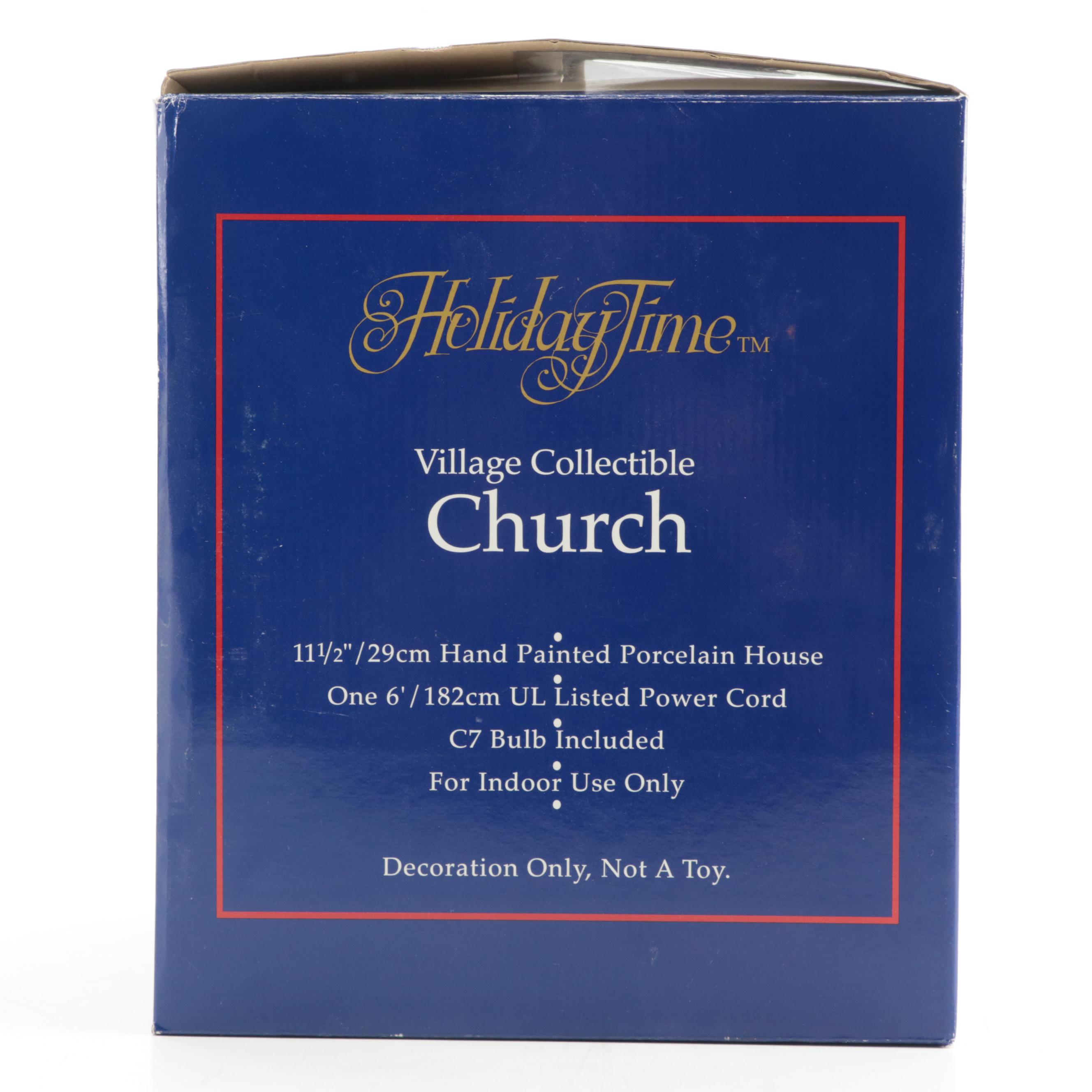 Holiday Time "Village Collectible Church" Porcelain Illuminated Building